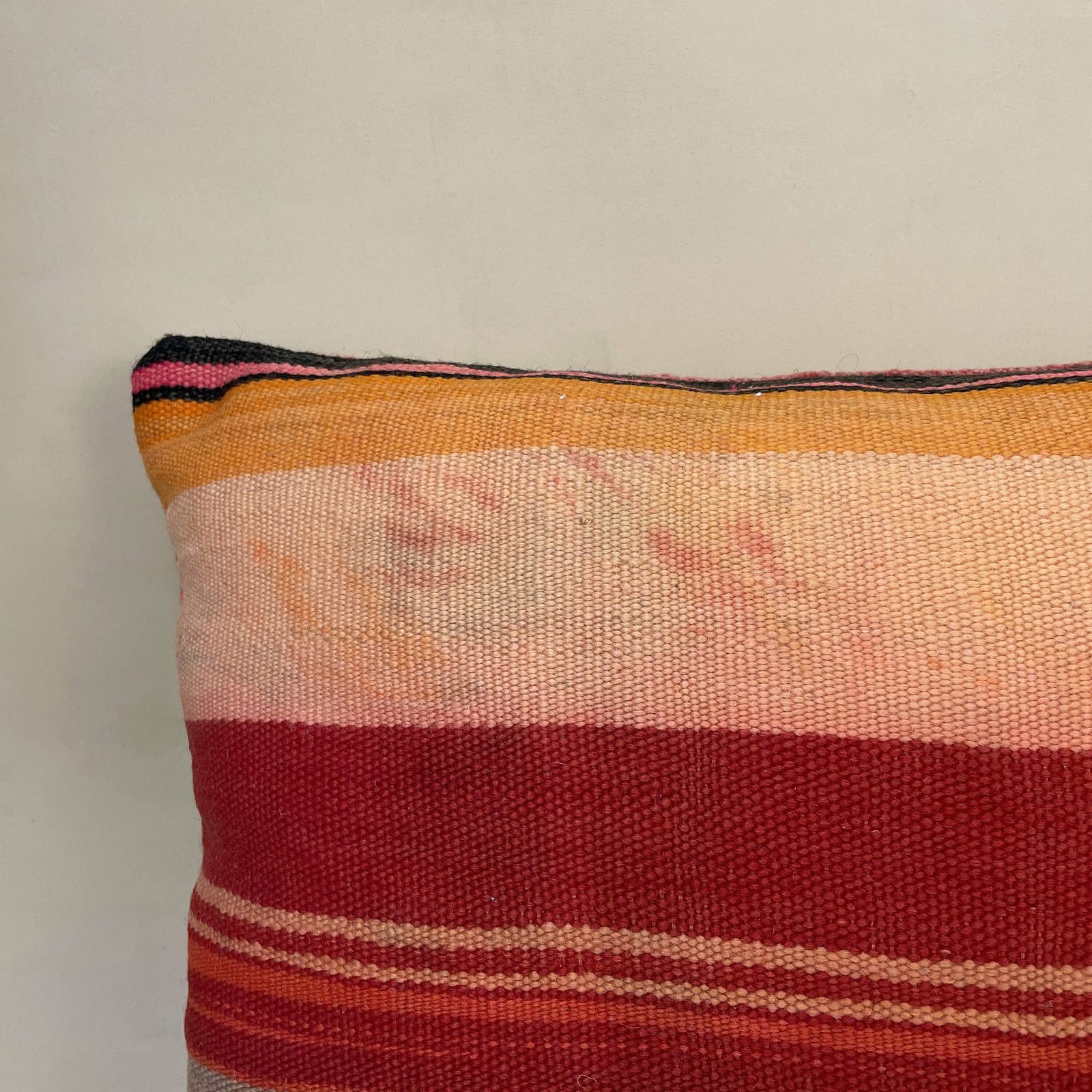 Antique Kilim Cushioncarpet Bolster Pillow Feather Filled Handwoven Red White photo vinterior