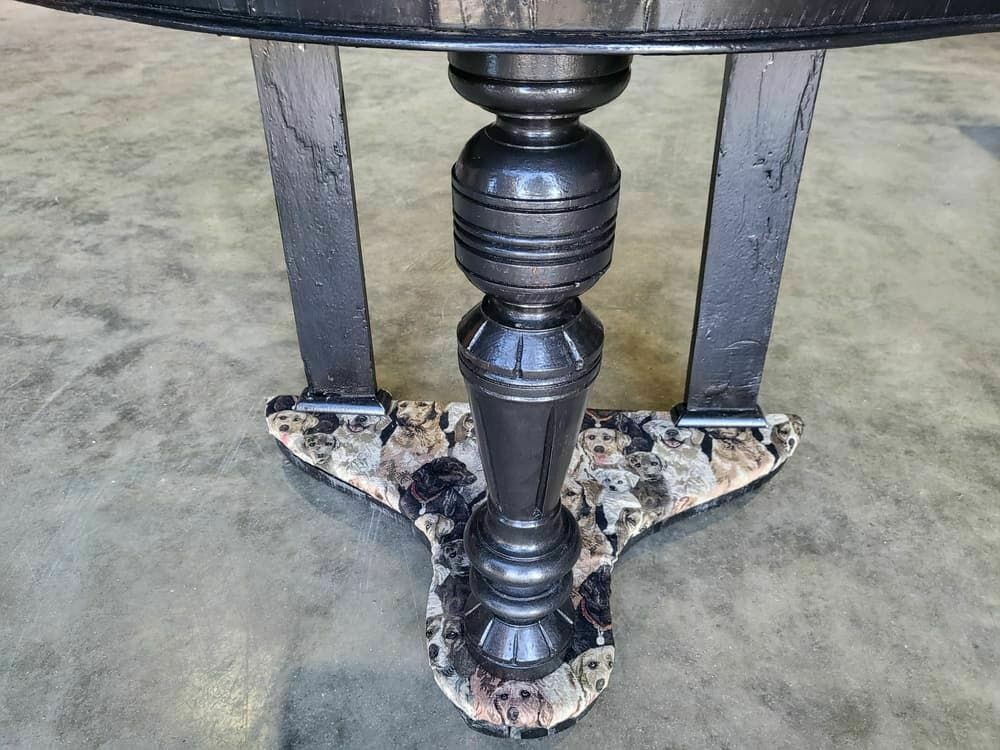 Antique Victorian Demilune Black Marble Wash Stand Side Table Dogs Turned Legs photo for sale
