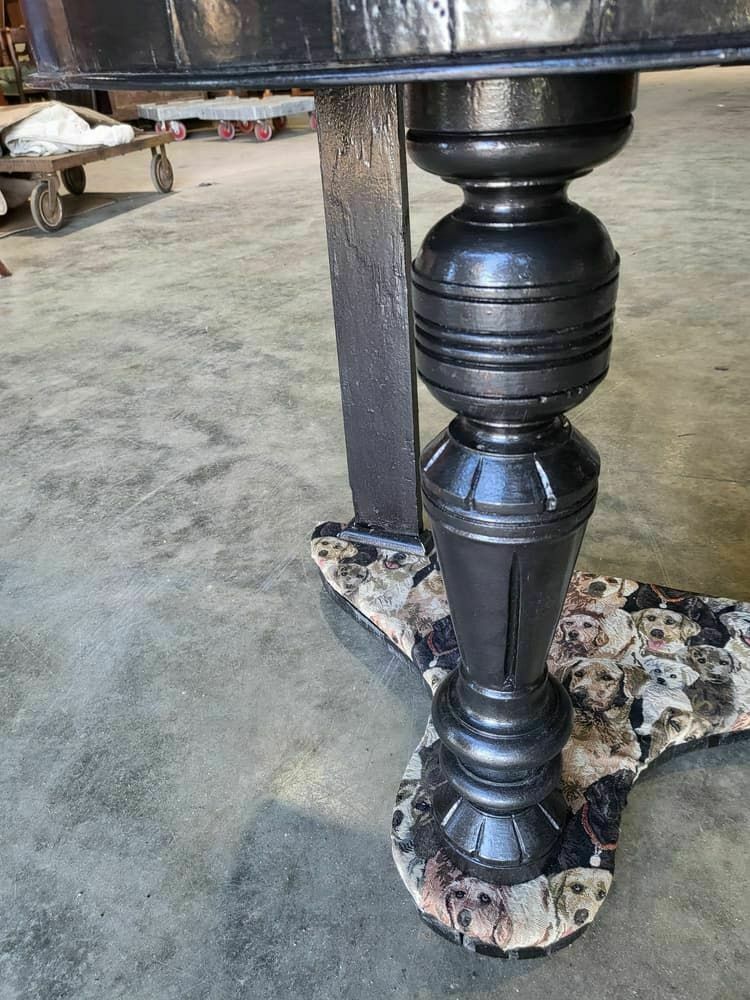 Antique Victorian Demilune Black Marble Wash Stand Side Table Dogs Turned Legs photo vinterior