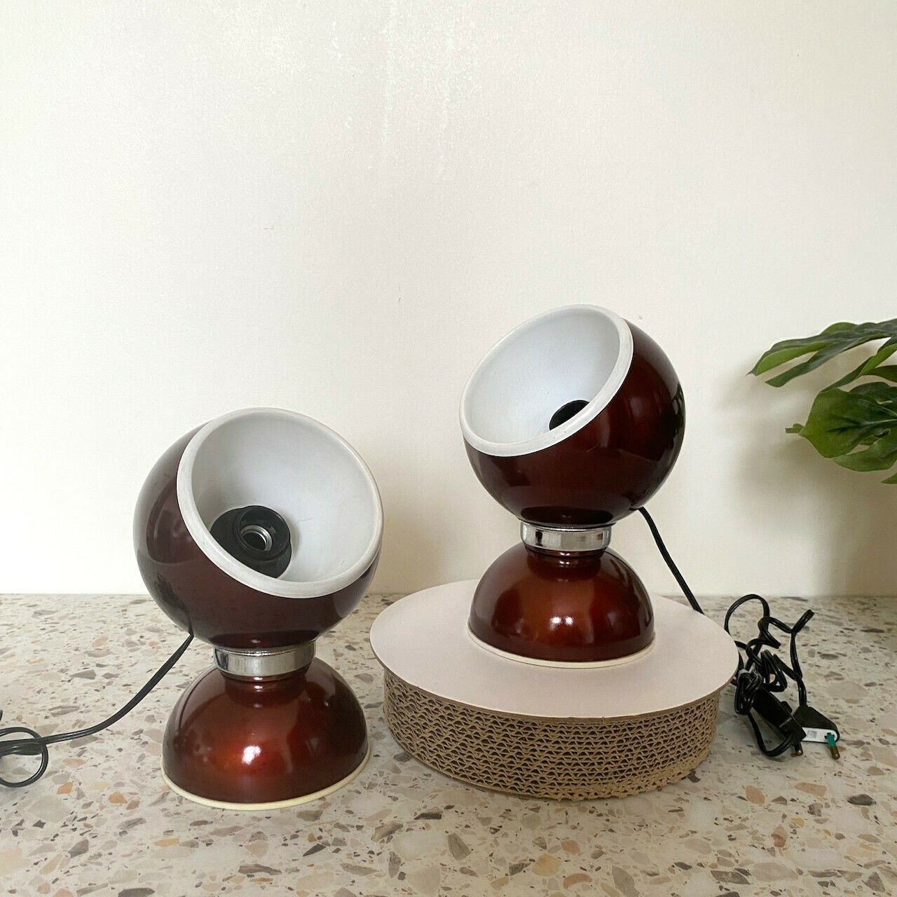 Pair Goffredo Reggiani Magnetic Eyeball Lamps   Space Age   1960's photo furniture