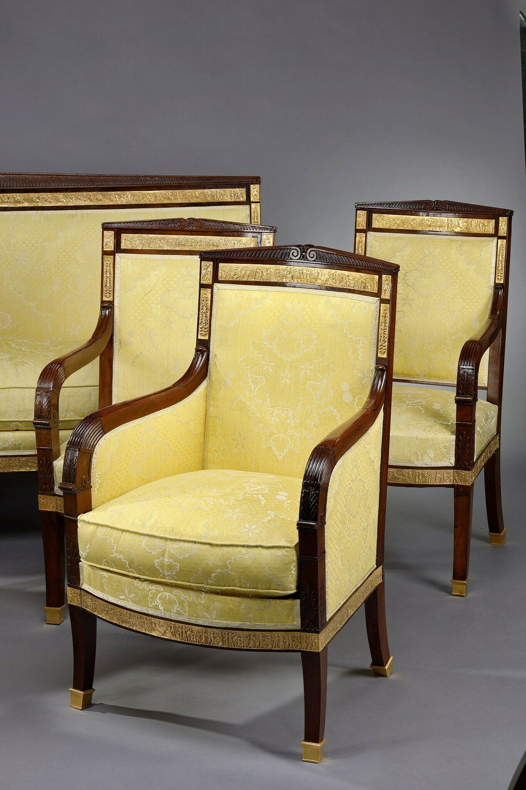 Mahogany Living Room Set With Four Armchairs, Two Bergères And A Sofa photo furniture