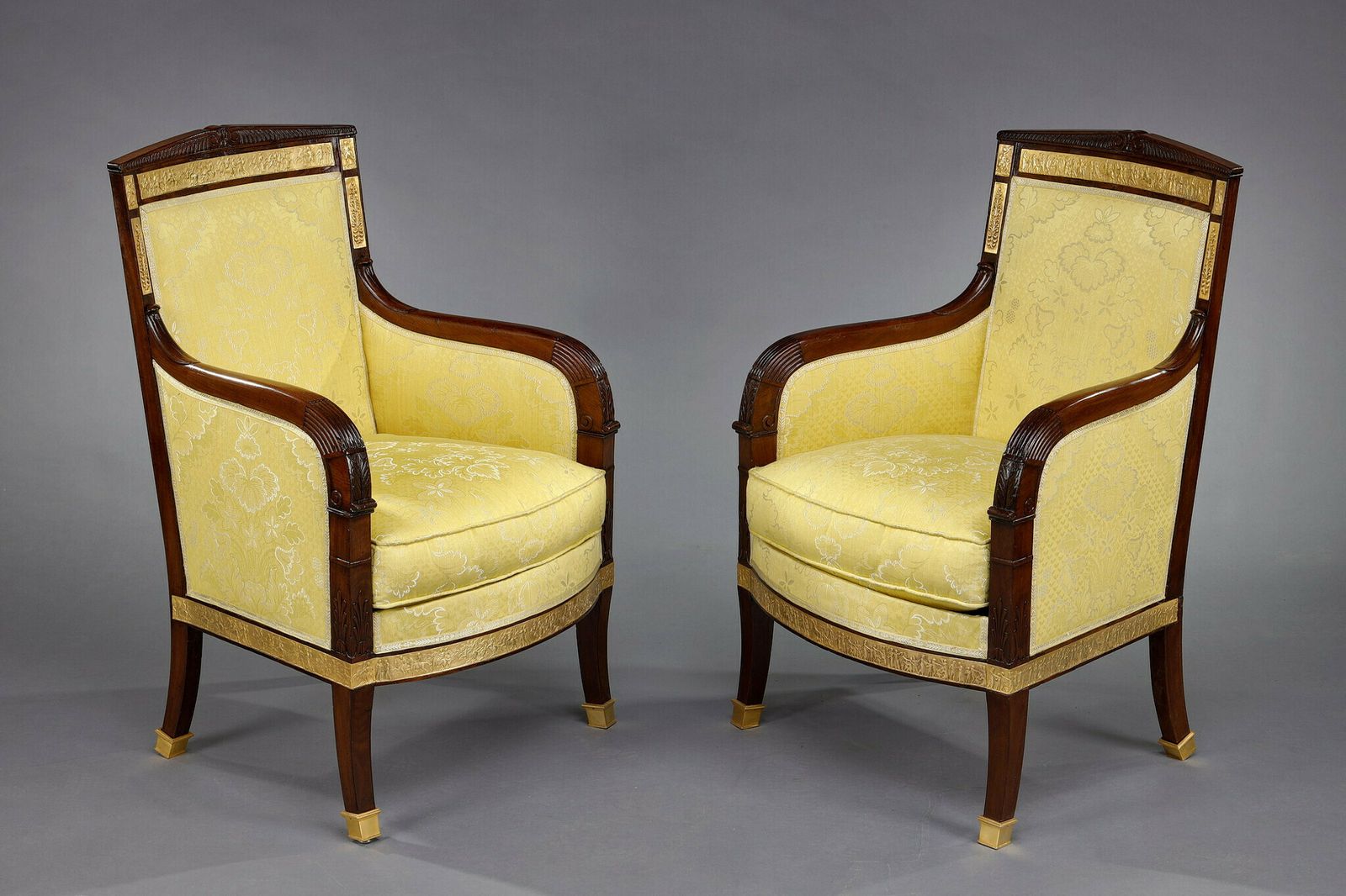 Mahogany Living Room Set With Four Armchairs, Two Bergères And A Sofa photo buy