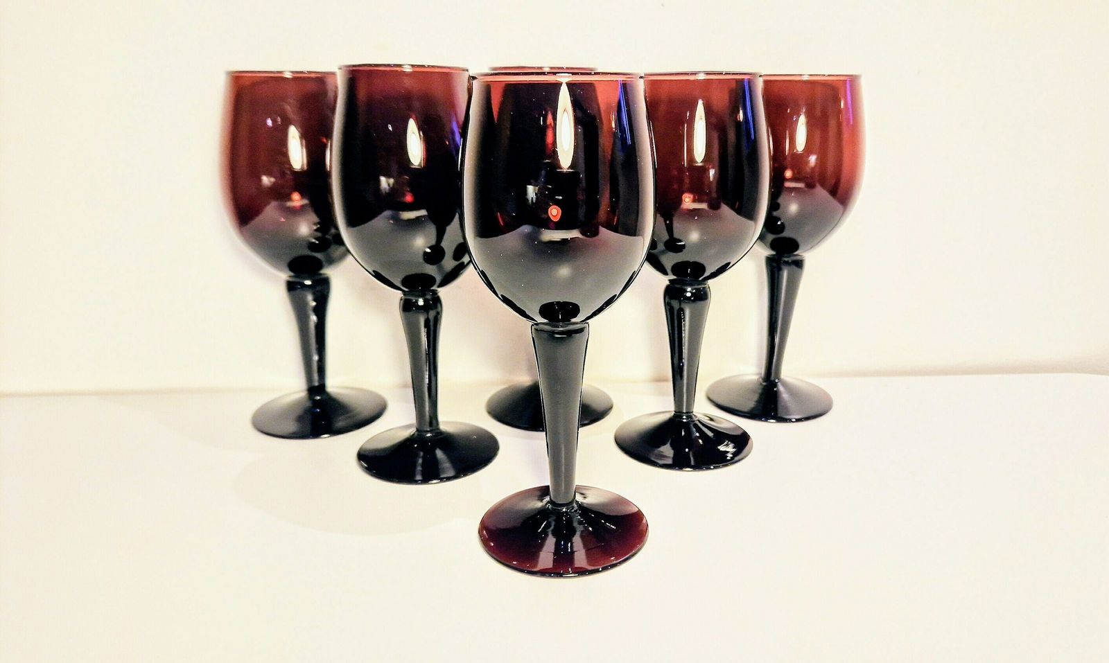 Set Of Six Amethyst Stemmed Small Wine Glasses photo furniture