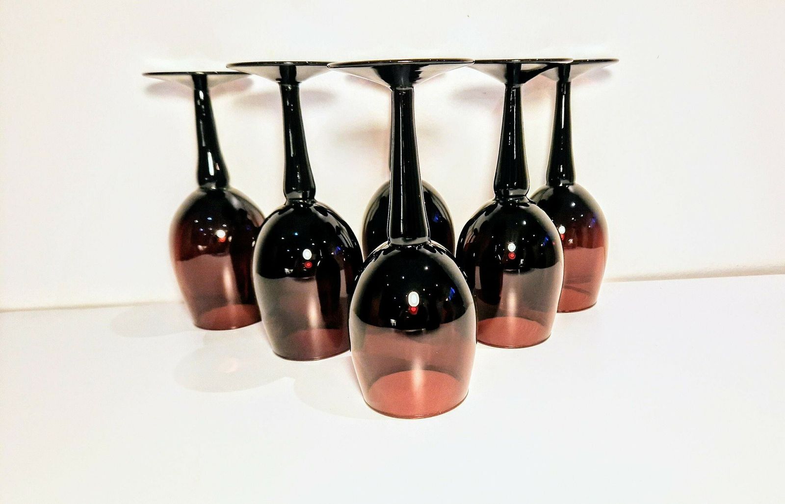 Set Of Six Amethyst Stemmed Small Wine Glasses photo vinterior