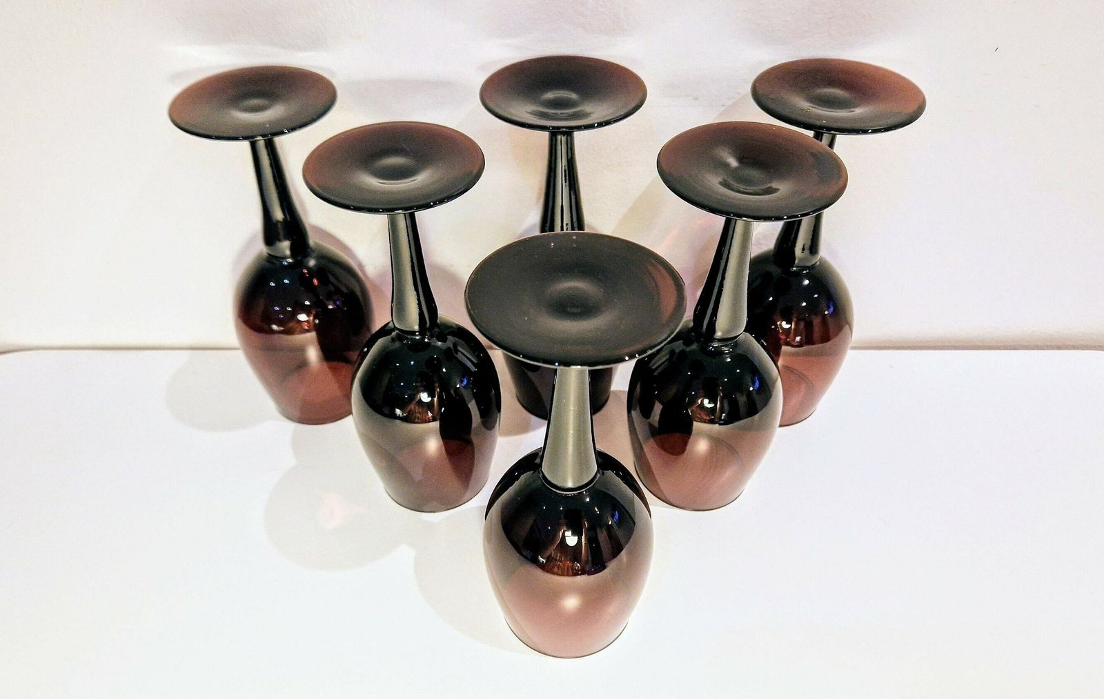 Set Of Six Amethyst Stemmed Small Wine Glasses photo buy