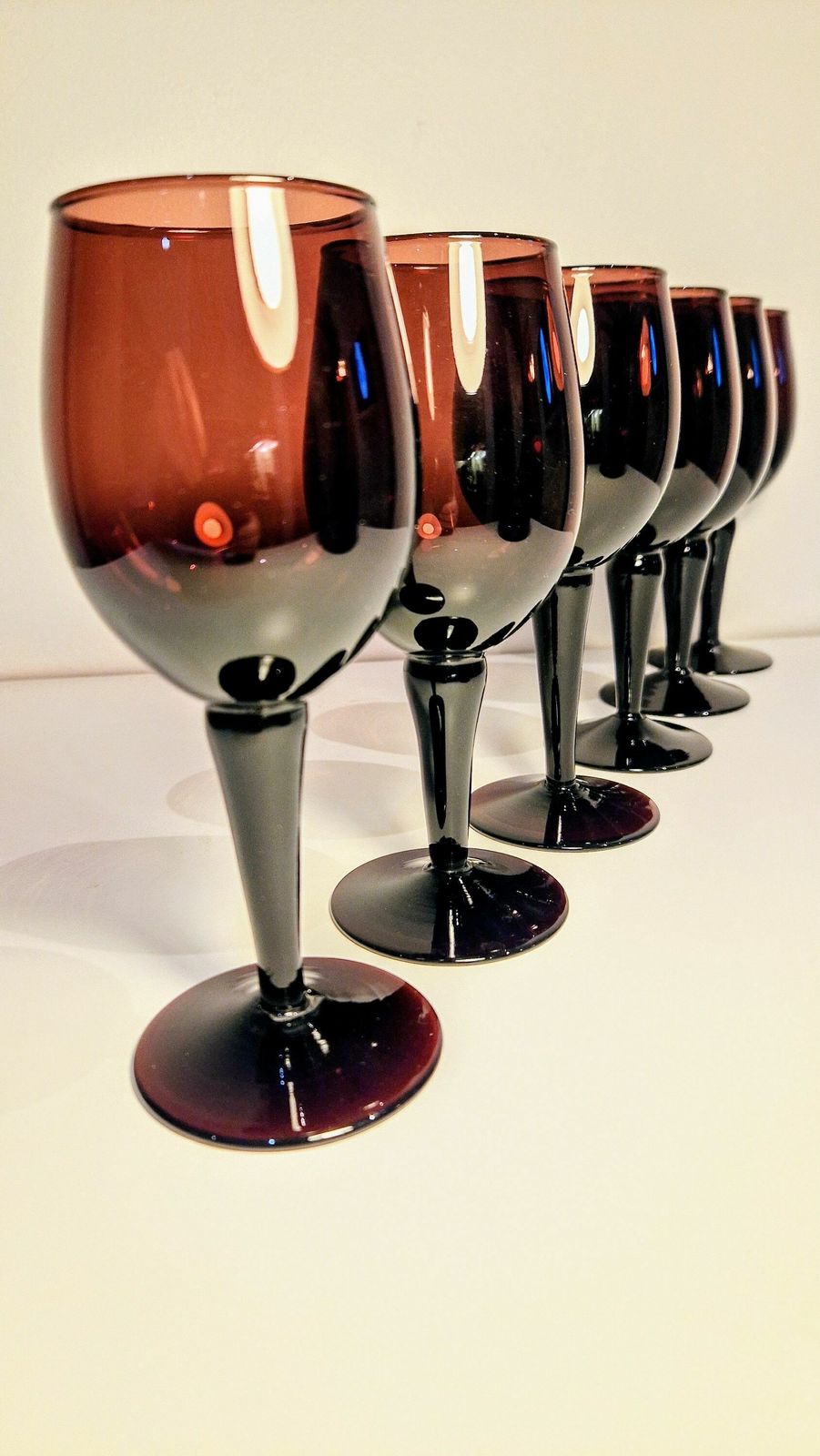 photo for sale Set Of Six Amethyst Stemmed Small Wine Glasses
