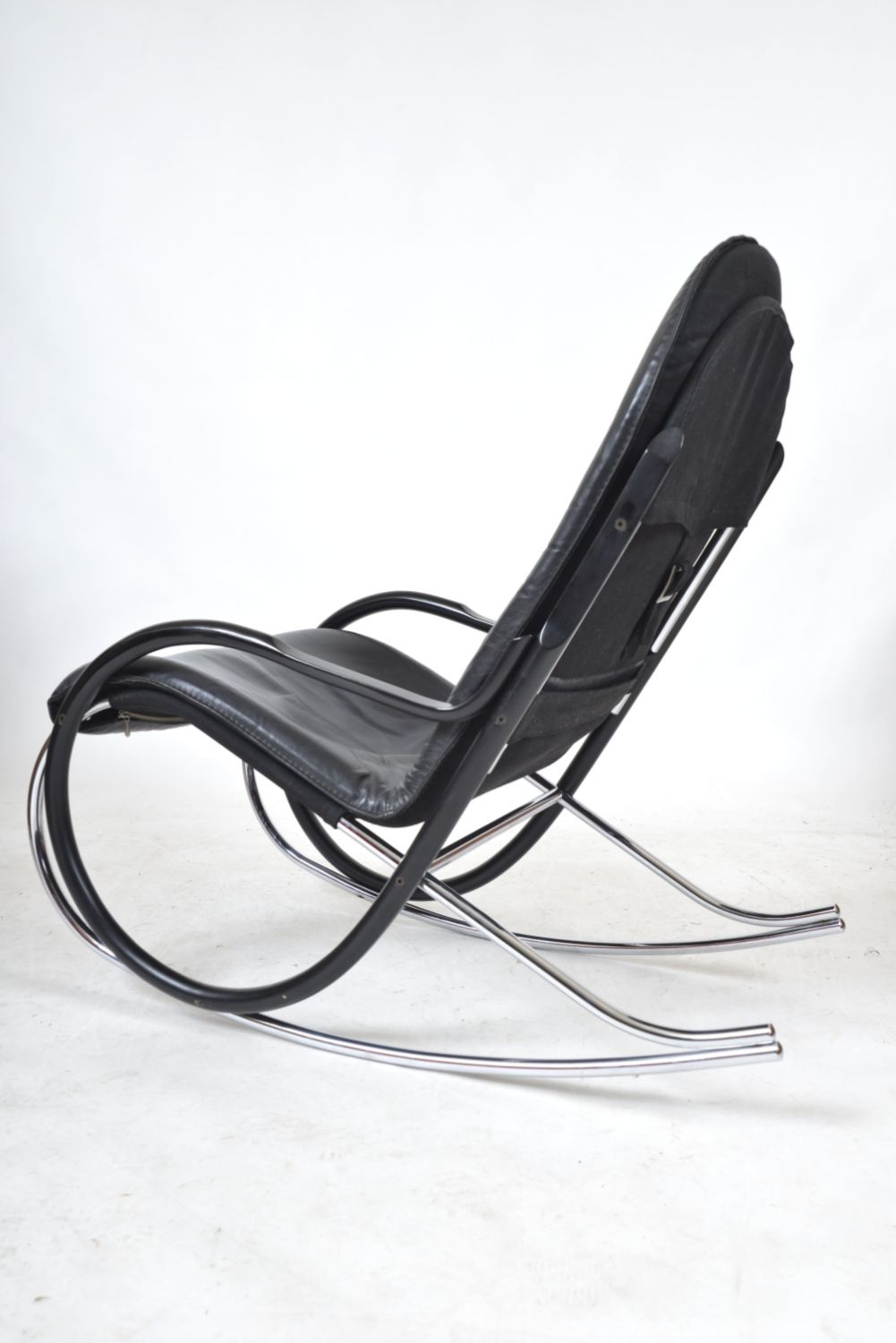 1970s Paul Tuttle Nonna Rocking Chair For Strässle International, Switzerland Rocker Chrome Leather photo buy