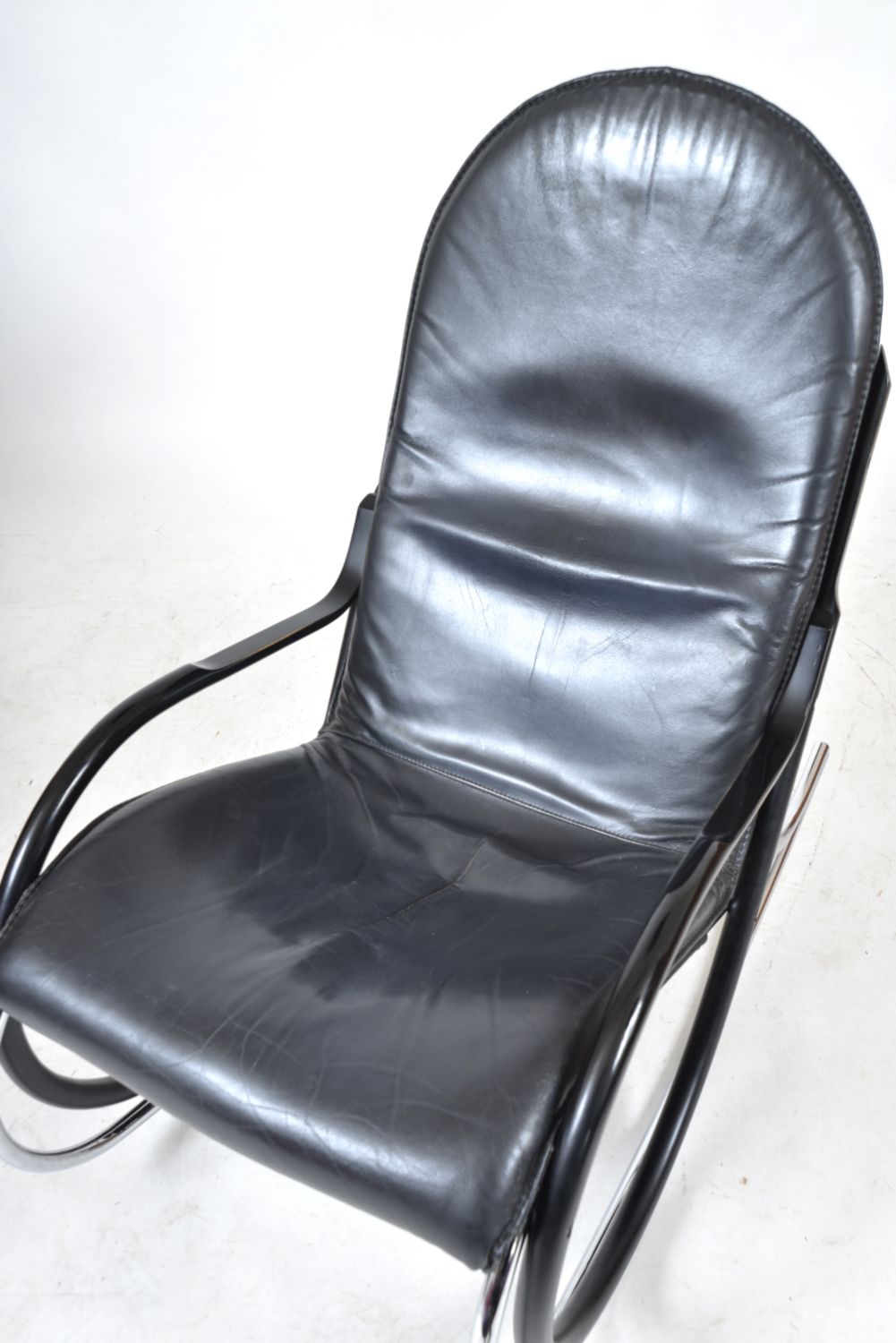 1295.0 1970s Paul Tuttle Nonna Rocking Chair For Strässle International, Switzerland Rocker Chrome Leather photo