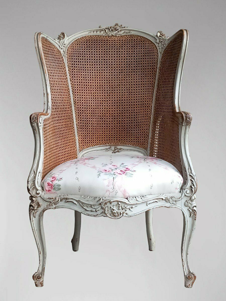 Wingress With Ears Cannage Style Louis XV Fabric Pink Flowers Jean Monro