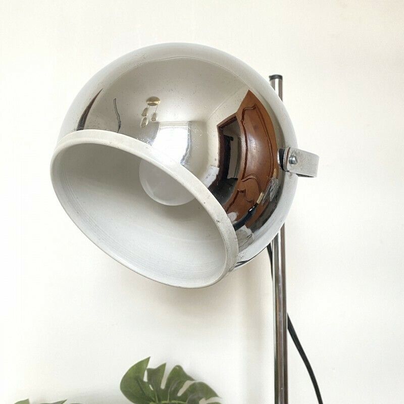 Goffredo Reggiani Chrome Eyeball Bureaulamp – Space Age, Jaren 1960 photo for sale