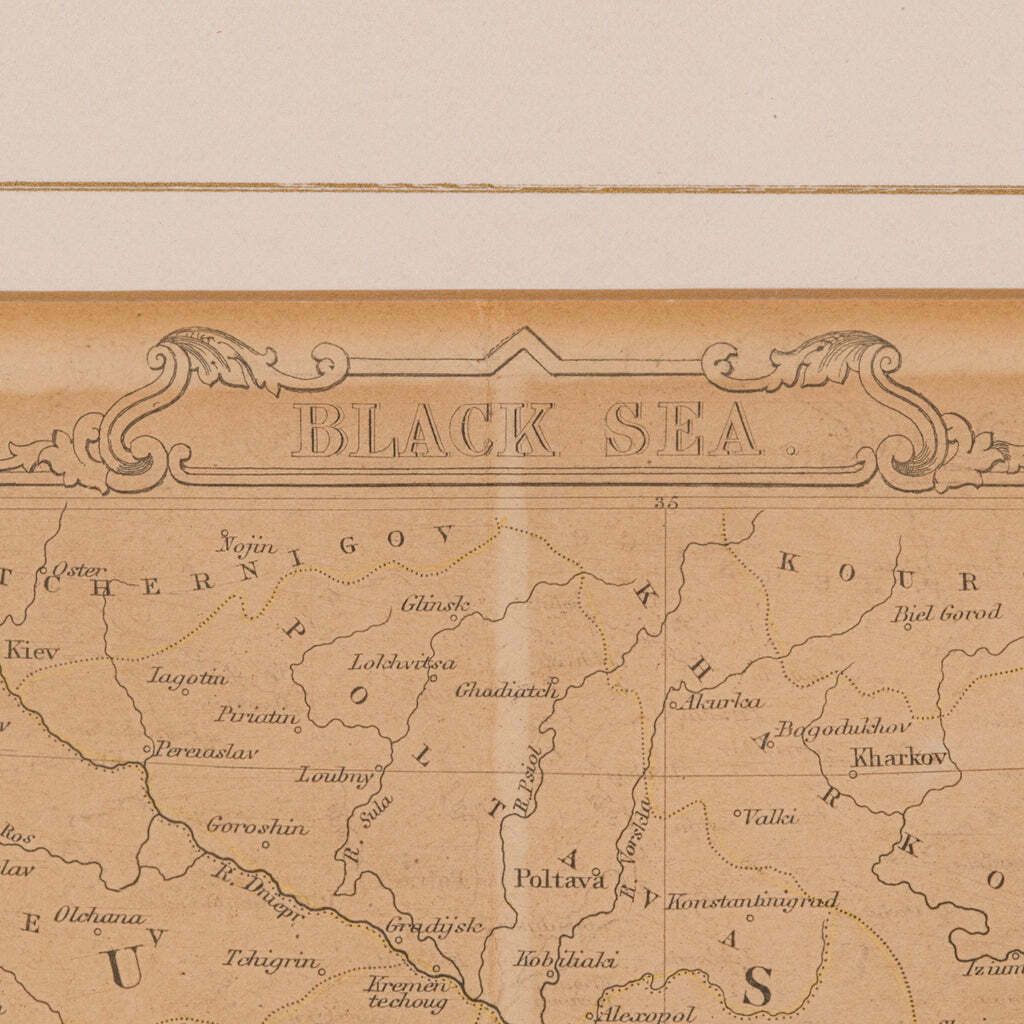 Antique Lithography Map, Black Sea, English, Framed, Cartography, Victorian photo Art
