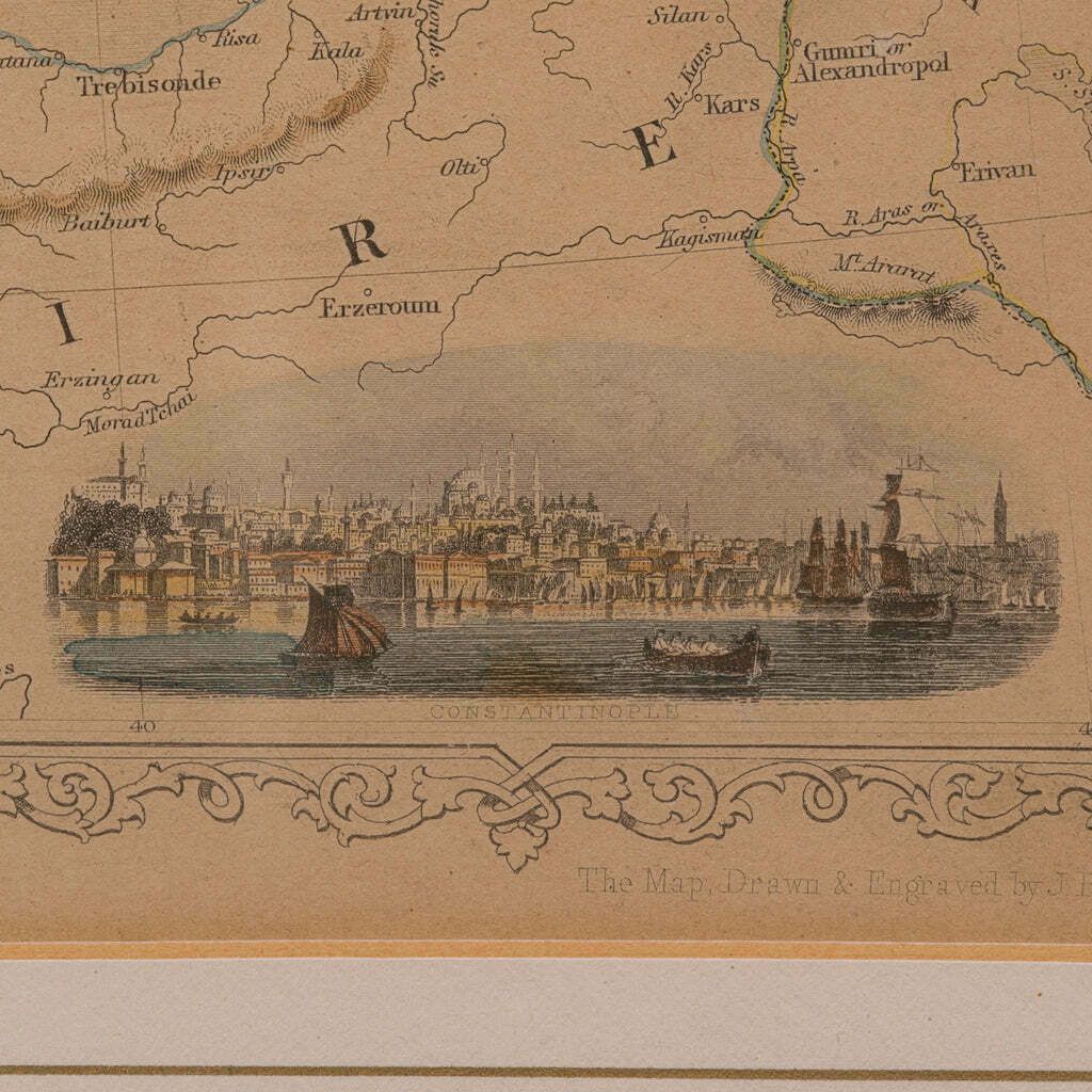photo furniture Antique Lithography Map, Black Sea, English, Framed, Cartography, Victorian