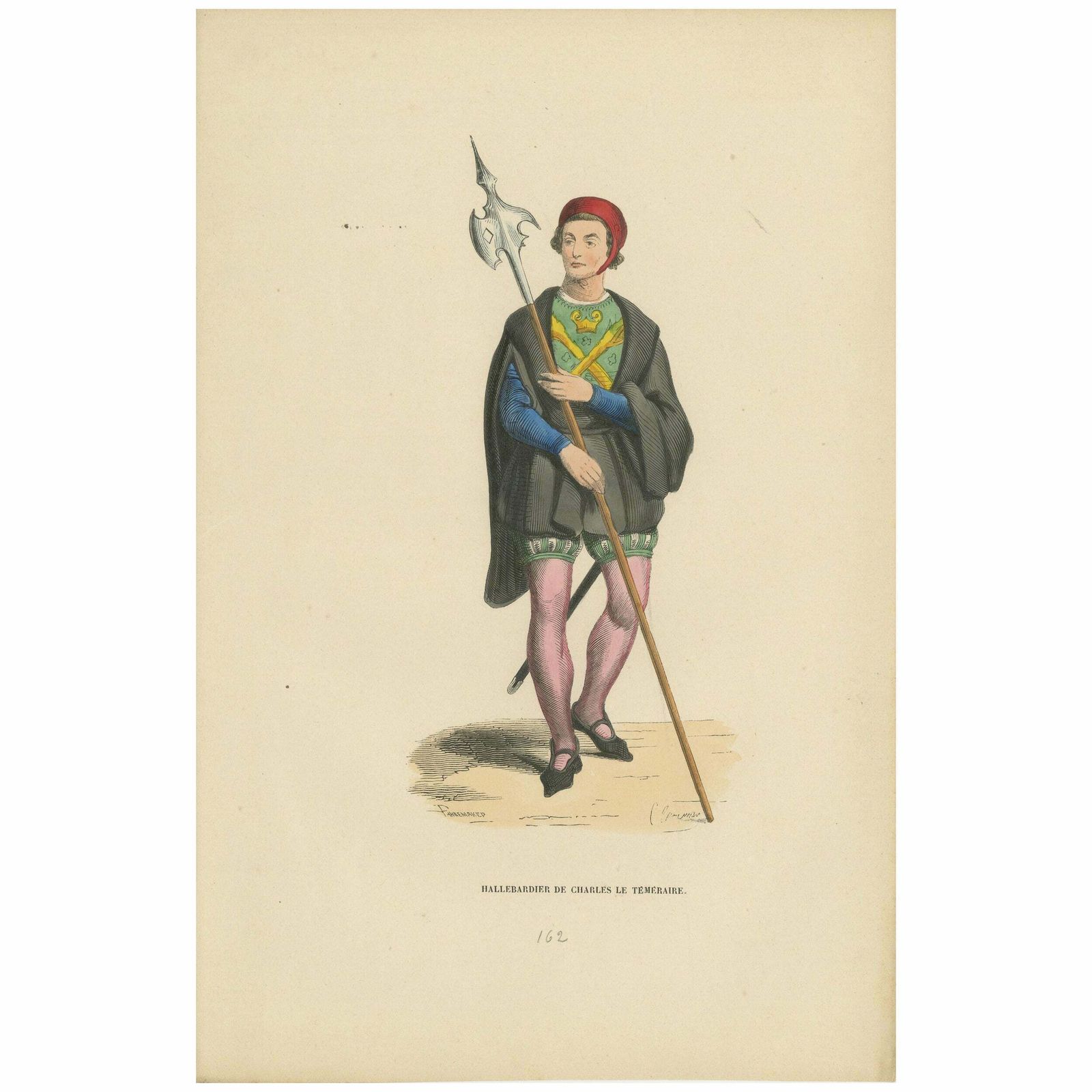 Guardian Of The Realm: A Halberdier Of Charles The Bold, Lithograph Of 1847