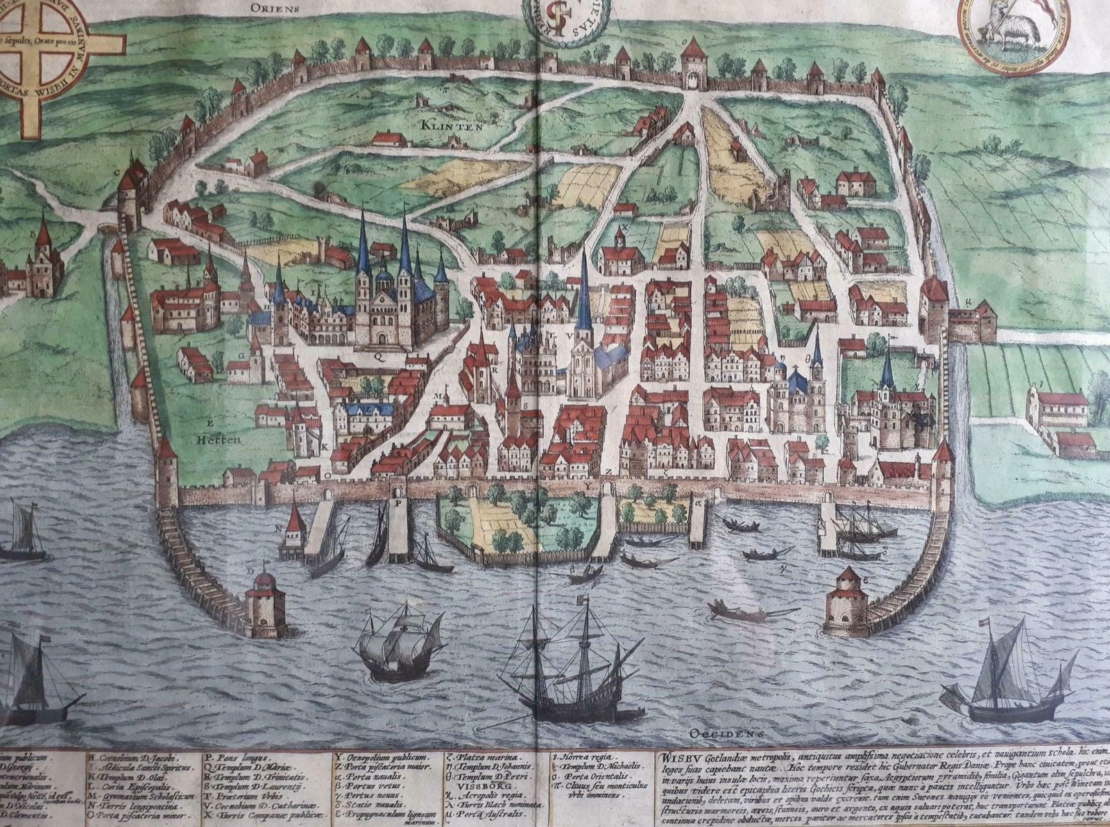 Antique Map Of The City Of Visby 'Sweden' By F. Hogenberg, 1598 photo furniture