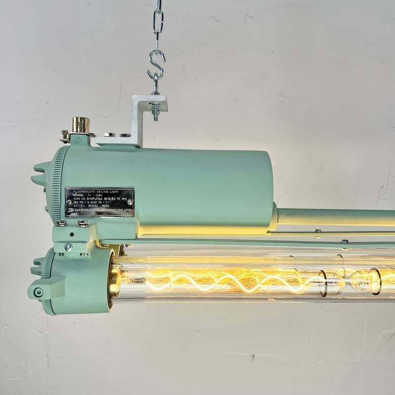 Vintage Industrial Flameproof Edison Tube Light   Aquamarine Green photo Lighting
