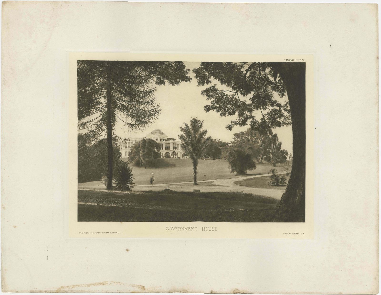 Rare Heliograph Of The Government House In Colonial Singapore, 1907 photo furniture