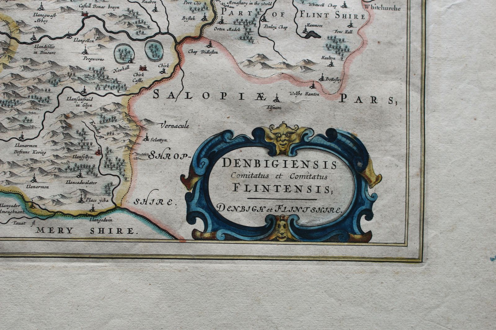 Denbigiensis Comitatus Et Comitatus Flintensis   Denbigh Et Flintshire 1646 Map Of The Welsh Counties Of Denbigh & Flintshire By Johannes Blaeu photo furniture
