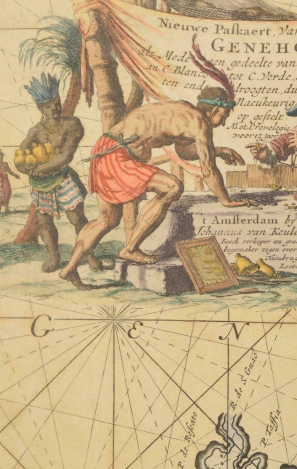 Original Hand Coloured Nautical Chart Of West Africa, C.1680 photo for sale