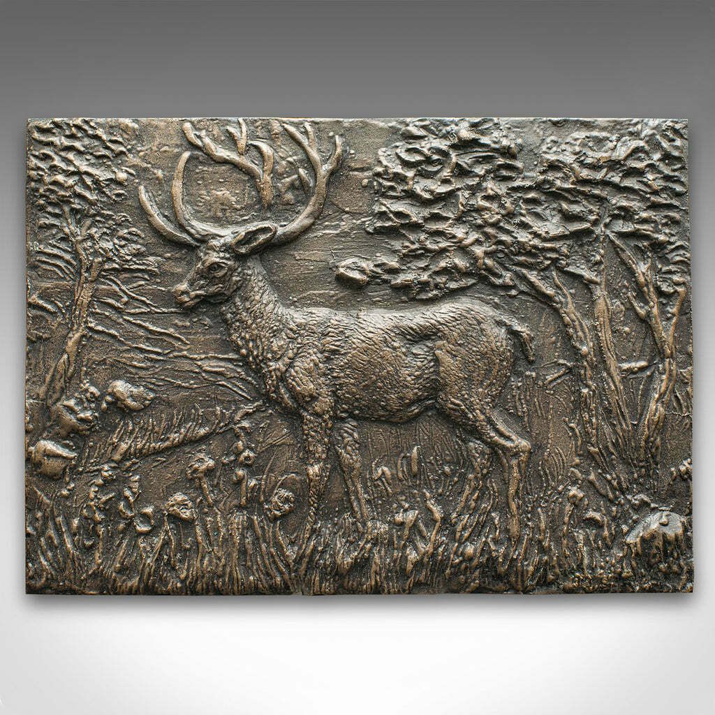 Vintage Stag Relief Plaque, English, Bronze, Decorative Plate, Country House photo furniture