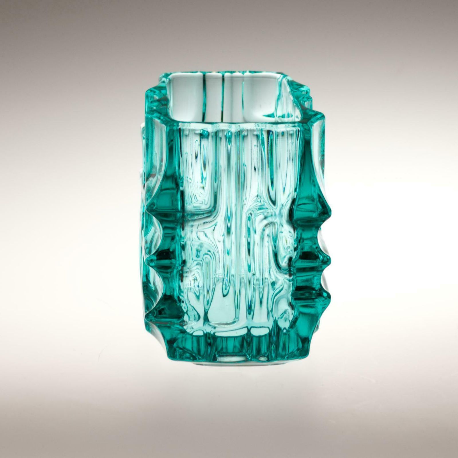 Blue Vladislav Urban Glass Jardeniere For Sklo Union Rosice, Czechoslovakia 1968 photo 244.0
