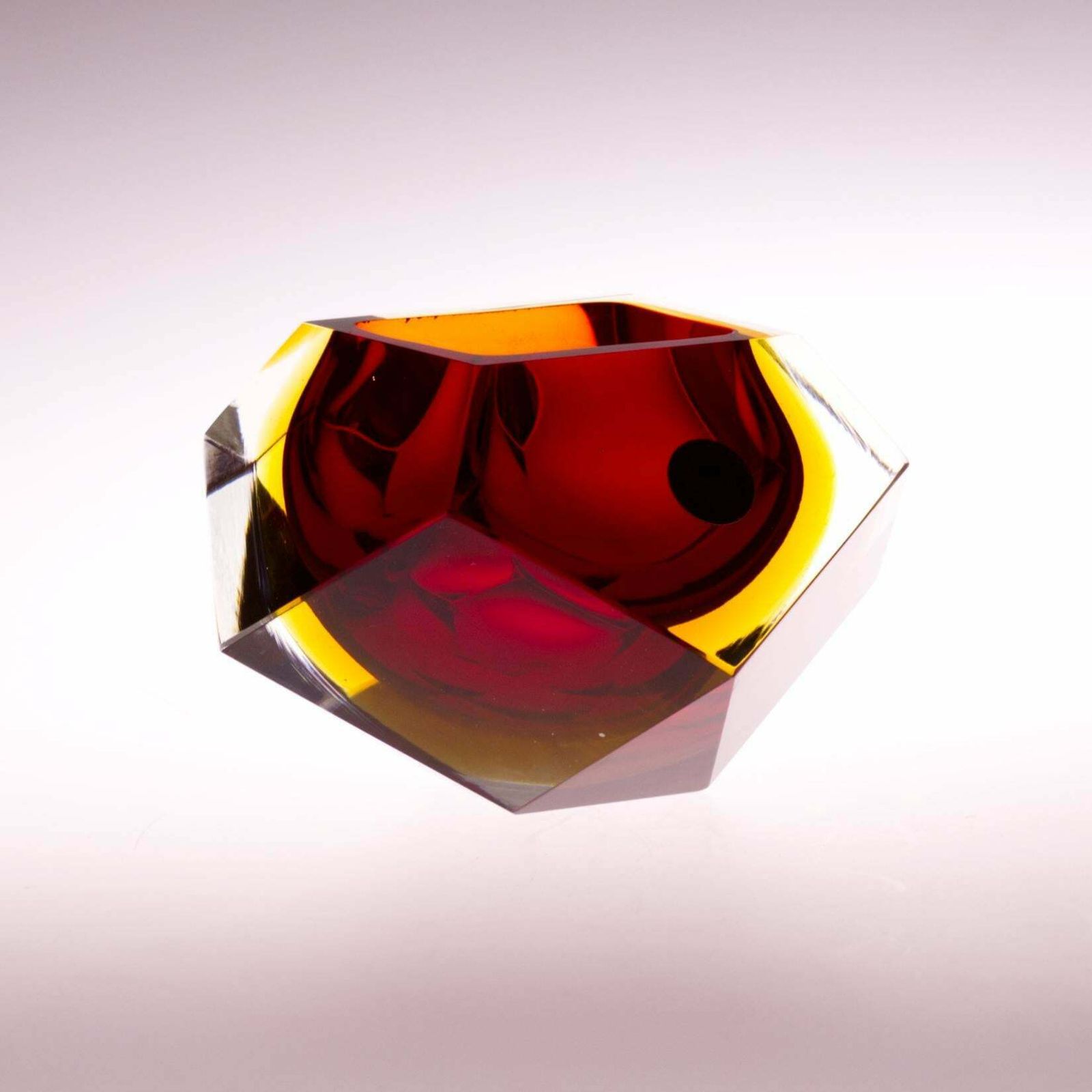 Murano Sommerso Red Faceted Glass Bowl By Flavio Poli 1960´S photo furniture