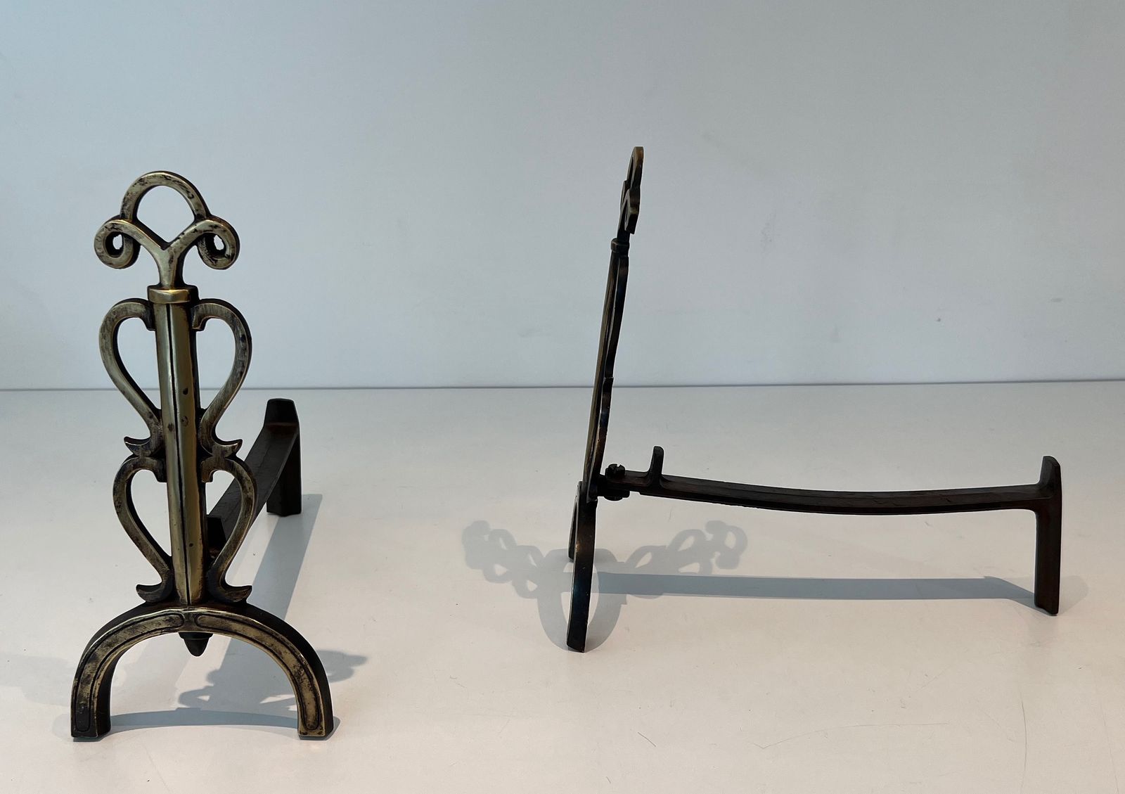 Pair Of Chenets In Brass And Wrought Iron In The Taste Of Raymond Subes photo furniture
