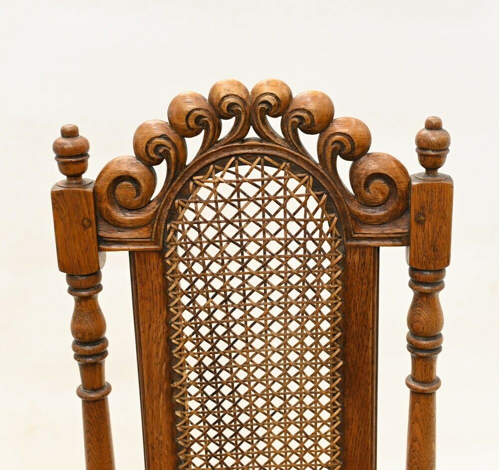 Set Oak Dining Chairs Jacobean Revival Farmhouse 1840 photo furniture