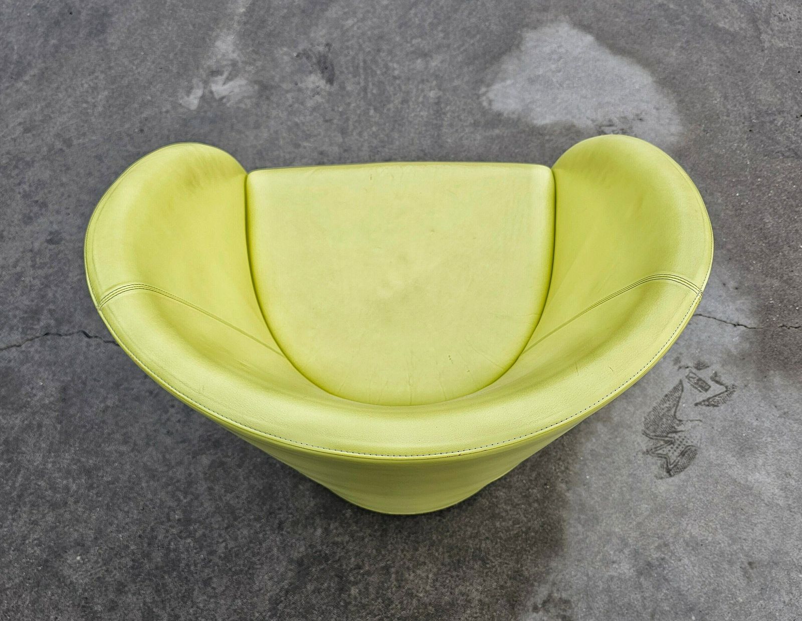 1 Of 5 Club Chairs Model Intervista By Poltrona Frau In Chartreuse Leather Designed By Massimo And Lella Vignelli // Made In Italy In 1989 photo furniture