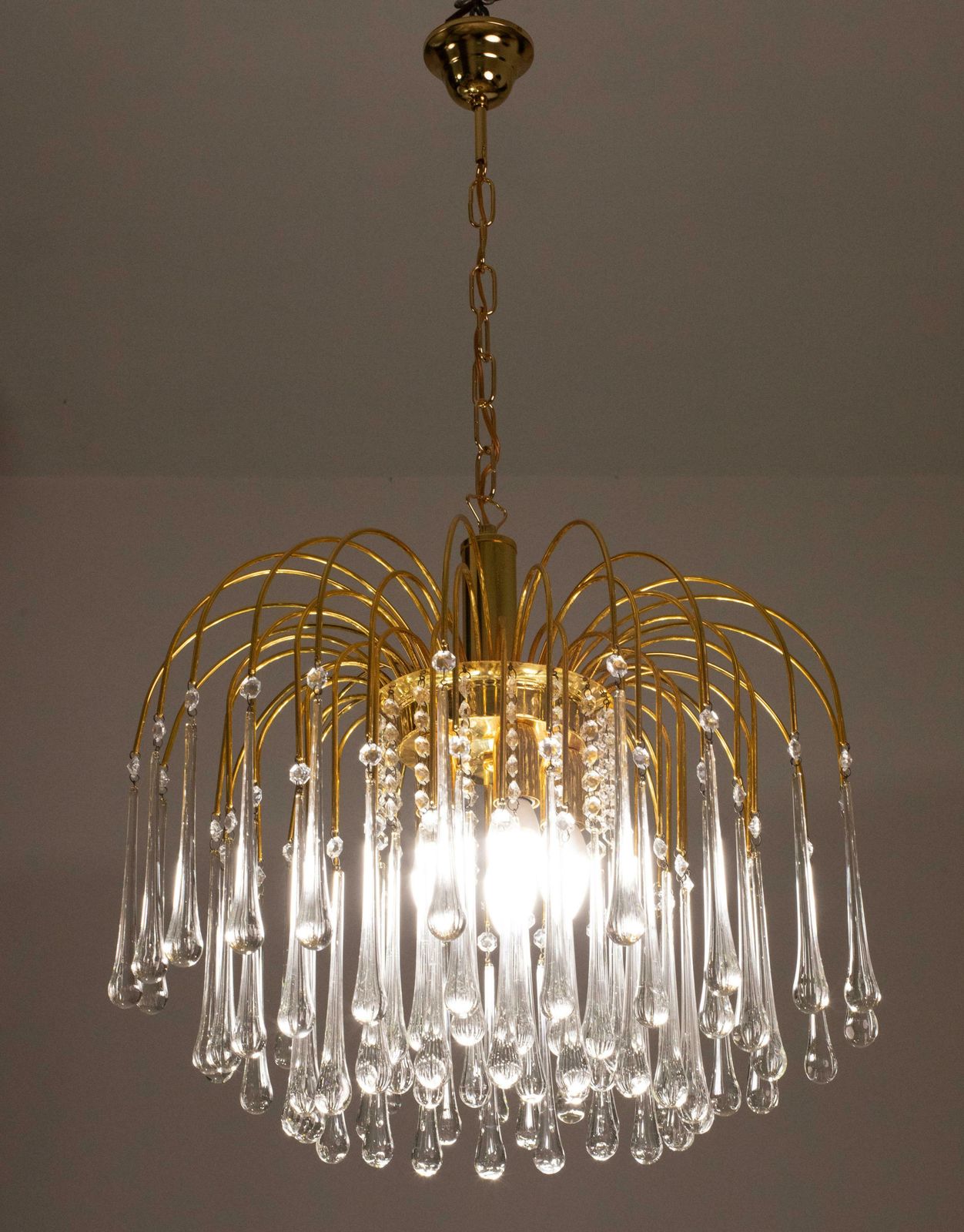 Pair Of Lady White, Murano Chandelier White Drops, 1970s photo for sale