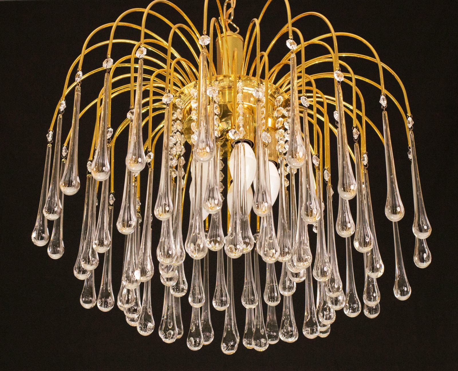 Pair Of Lady White, Murano Chandelier White Drops, 1970s photo buy
