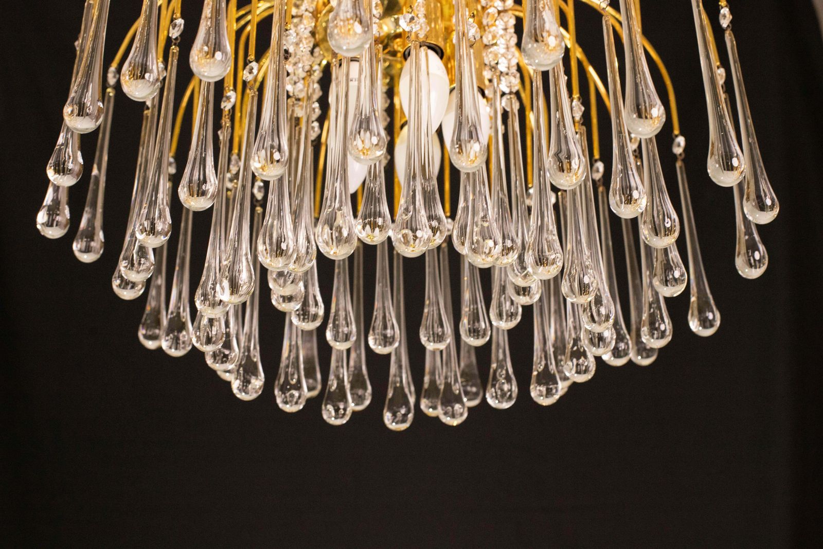 Pair Of Lady White, Murano Chandelier White Drops, 1970s photo vintage