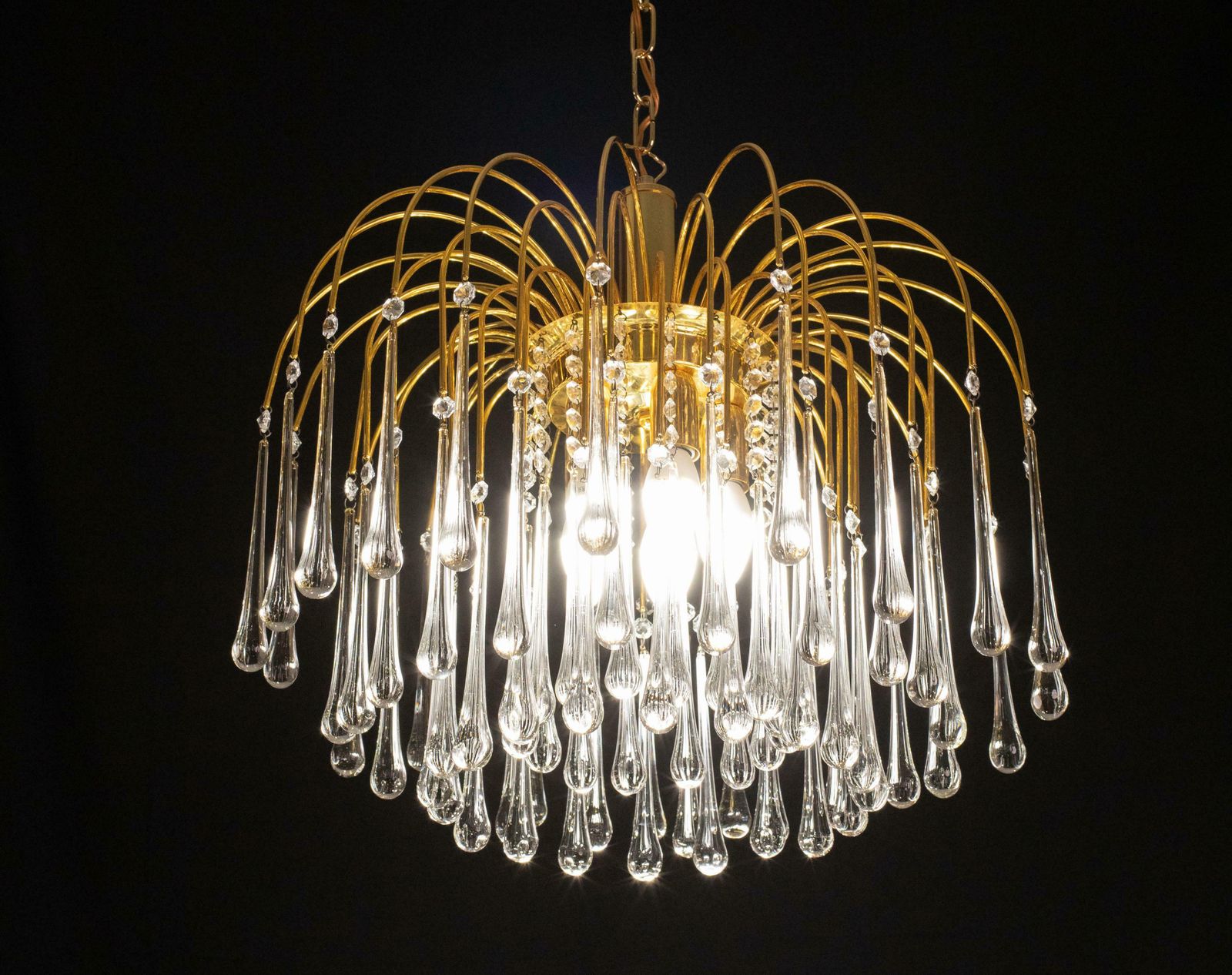 Lighting Pair Of Lady White, Murano Chandelier White Drops, 1970s photo