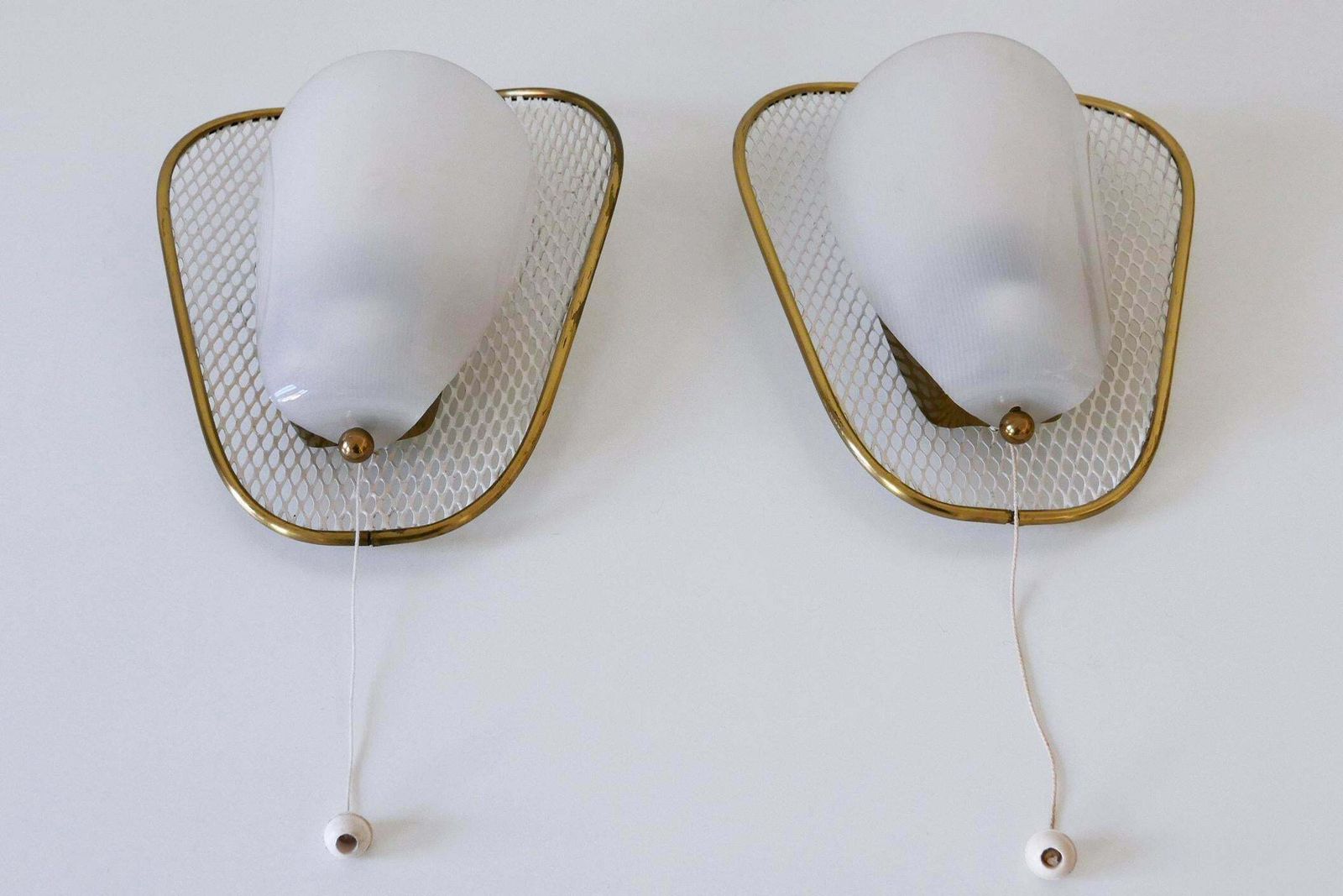 photo for sale Set Of Two Rare & Elegant Mid Century Modern Sconces Or Wall Lamps Germany 1950s