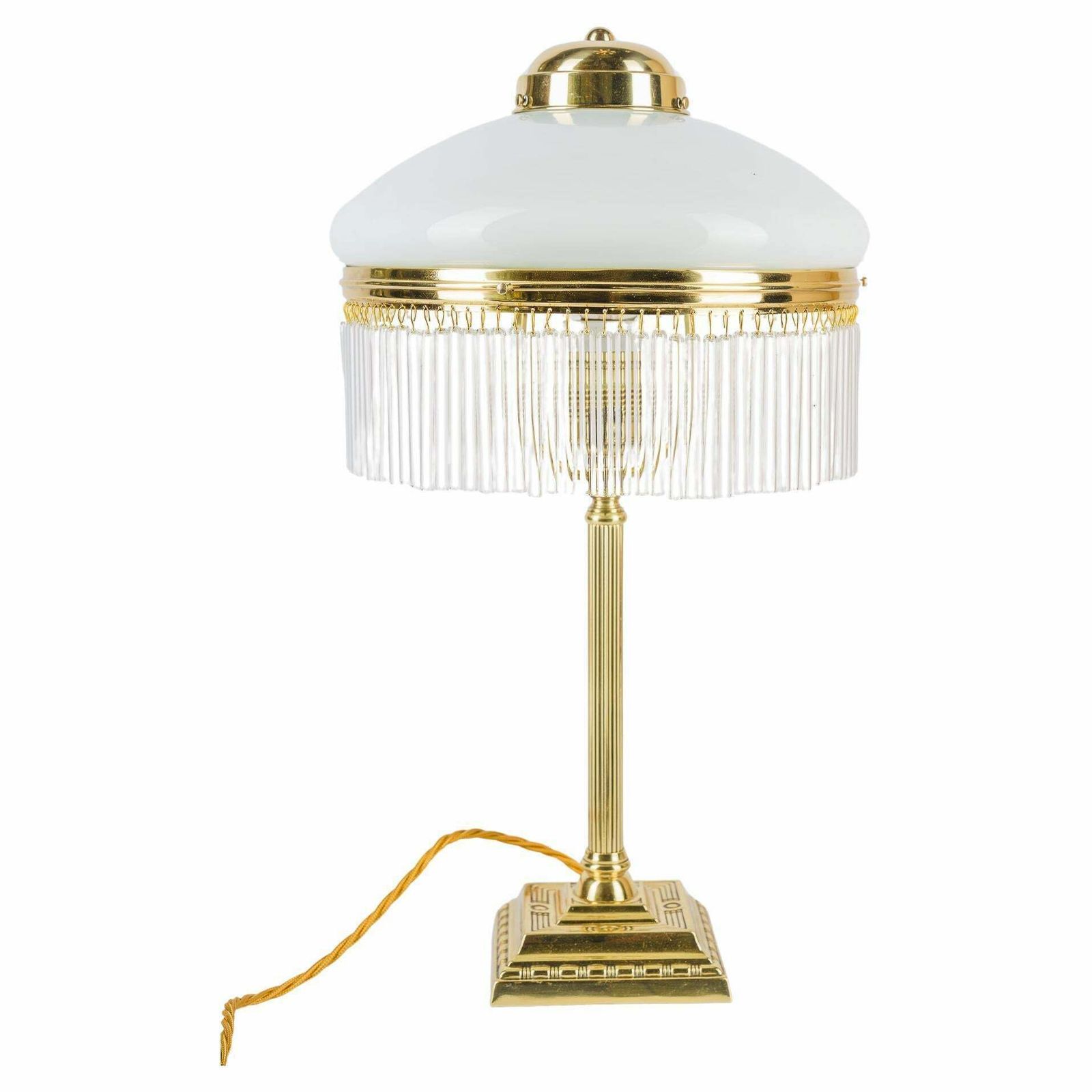 Art Deco Table Lamp Vienna Around 1920s With Opal Glass Shade And Glass Sticks