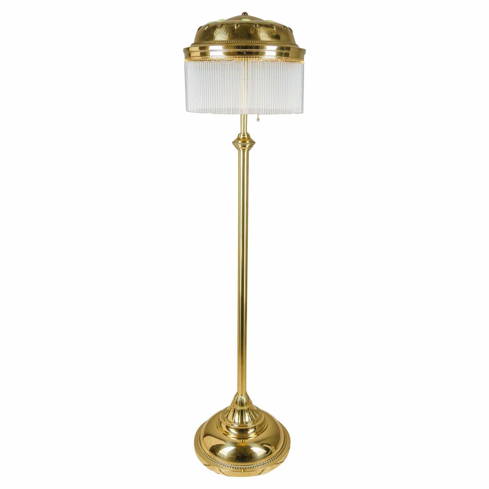 Adjustable Art Deco Floor Lamp With Opaline Glass Stones On The Shade 1920s