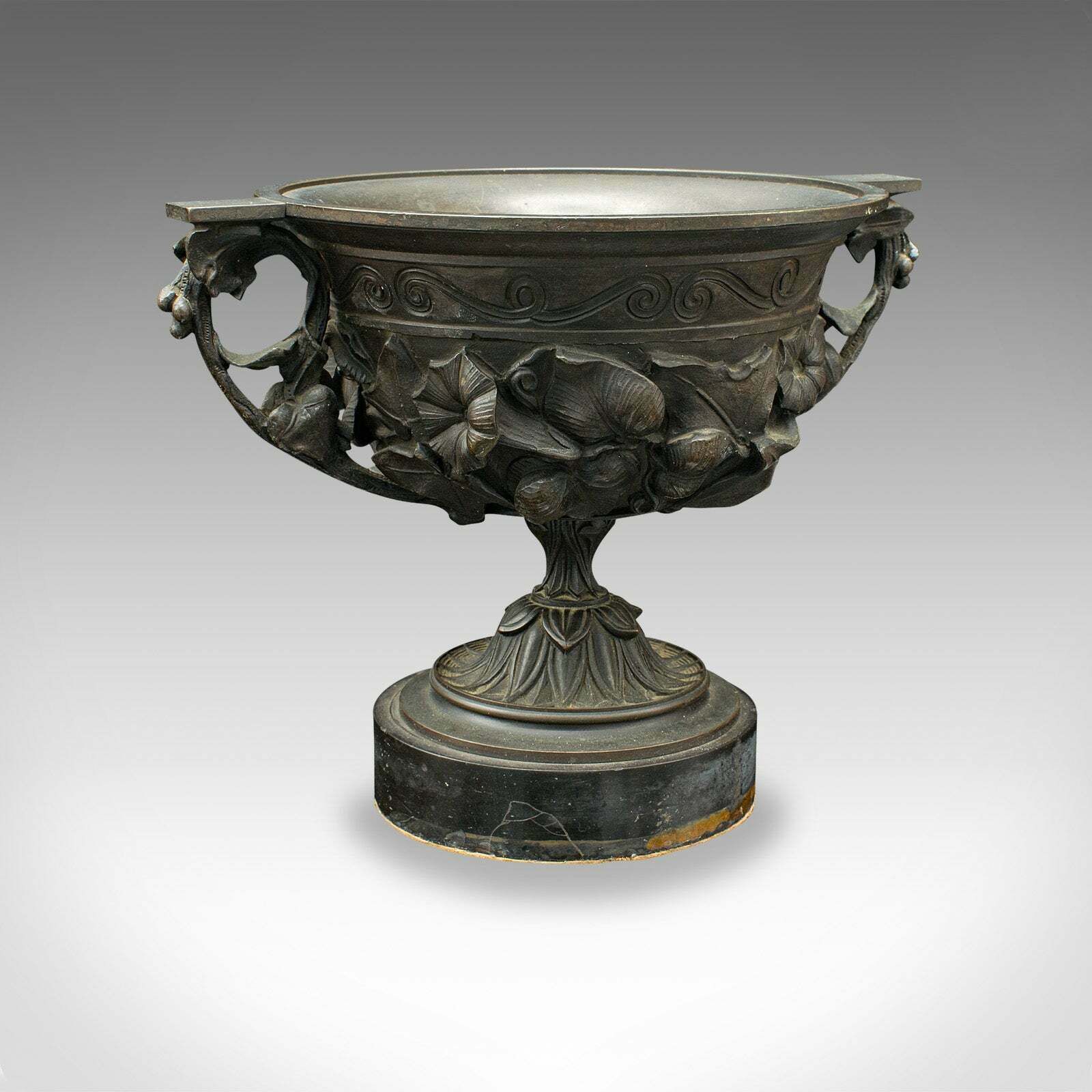 Large Pair Of Antique Drinking Cups, Italian Bronze Grand Tour Goblet, Victorian photo for sale