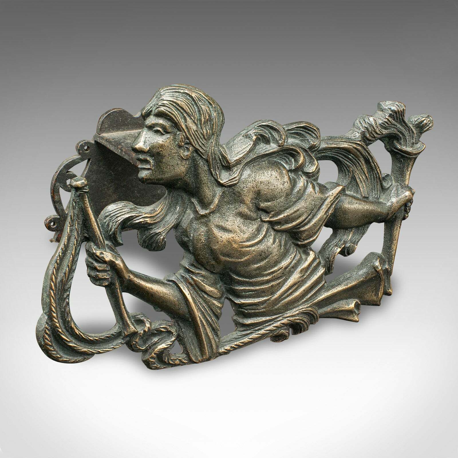 Pair Of Antique Figural Andirons, French Bronze, Fireside, Country House, C.1850 photo buy