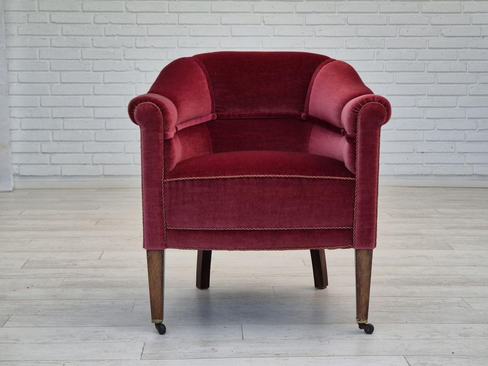 1950s, Danish Lounge Chairs, Original Condition, Furniture Velour, Ash Wood Legs. photo 2100.0