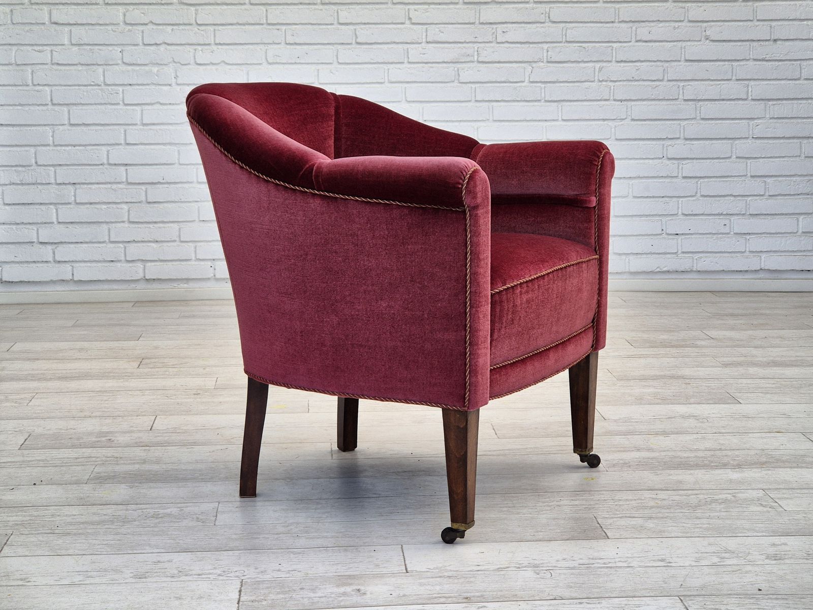 Ca. Jaren 1950, Deense Loungestoelen, Staat Zoals Gevonden, Meubelvelours, Essenhout Poten. photo buy