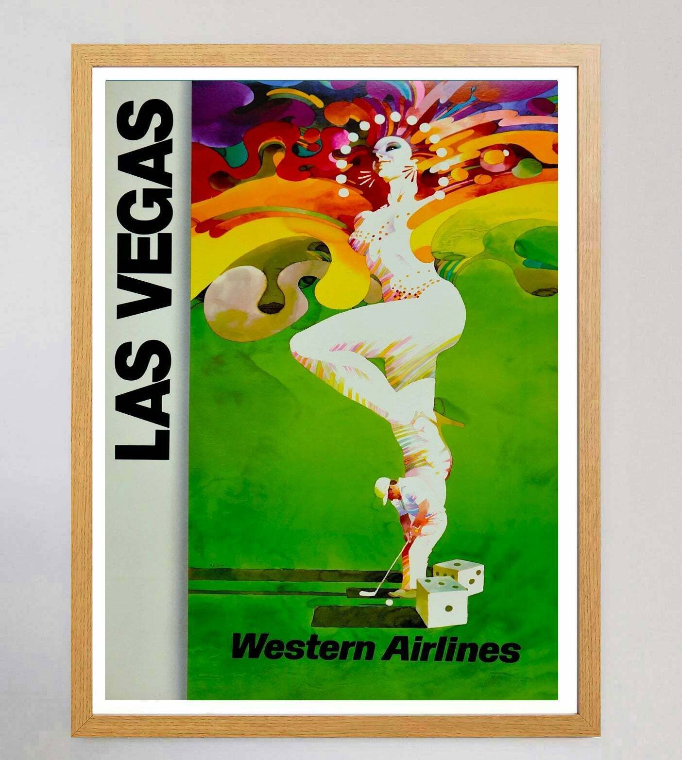 Las Vegas   Western Air Lines Original Vintage Poster photo Art