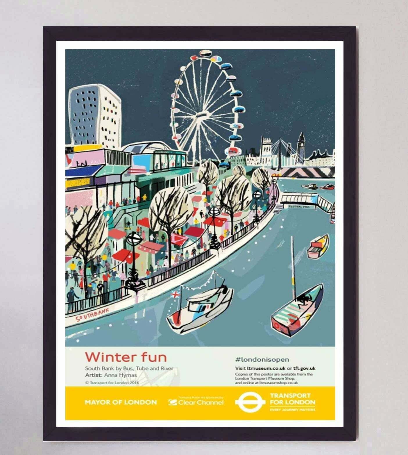 Tfl   Winter Fun South Bank Original Vintage Poster photo furniture