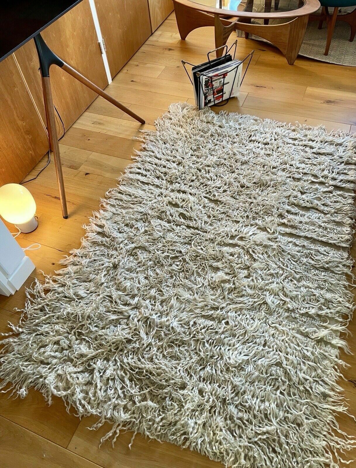 photo for sale Vintage Cream Tulu Rug From Central Anatolia Turkey. 185cm X 125cm