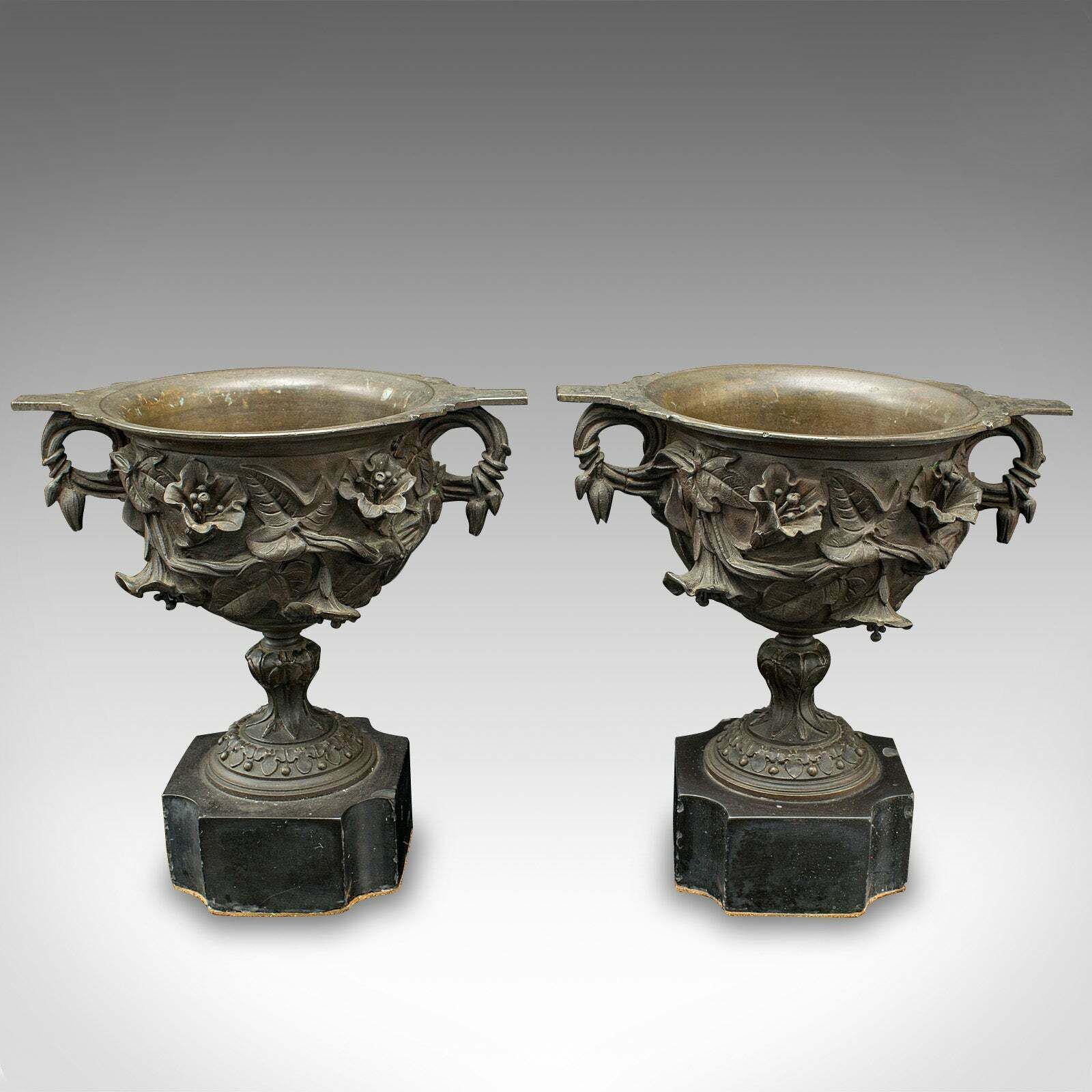 Pair Of Antique Drinking Cups, Italian, Bronze, Goblets, Grand Tour, Victorian photo furniture
