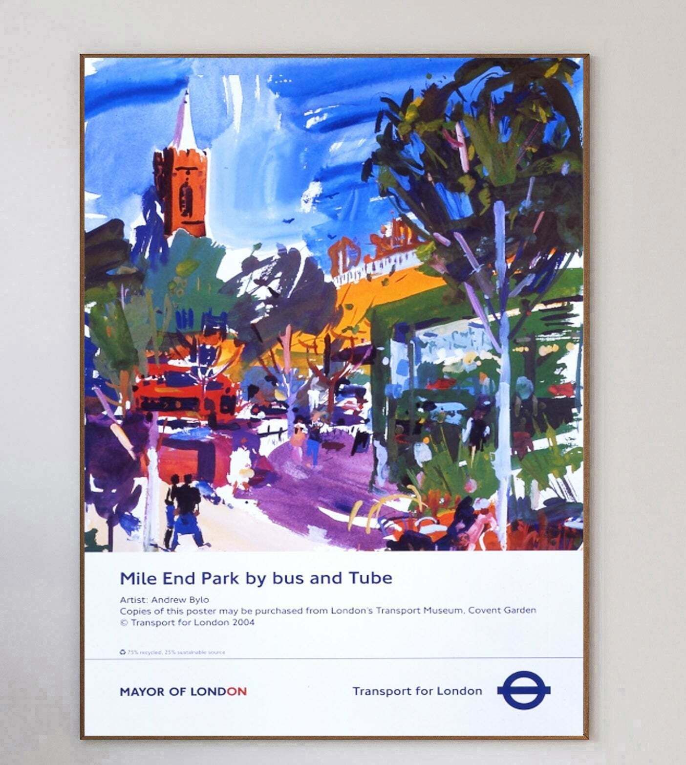 Tfl   Mile End Park By Tube And Bus Original Vintage Poster photo 300.0