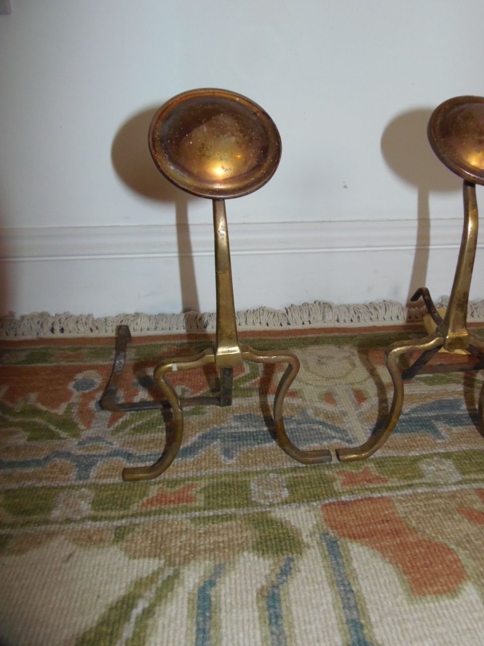 A Pair Of Arts And Crafts Brass Fire Dogs . photo Home Fixtures