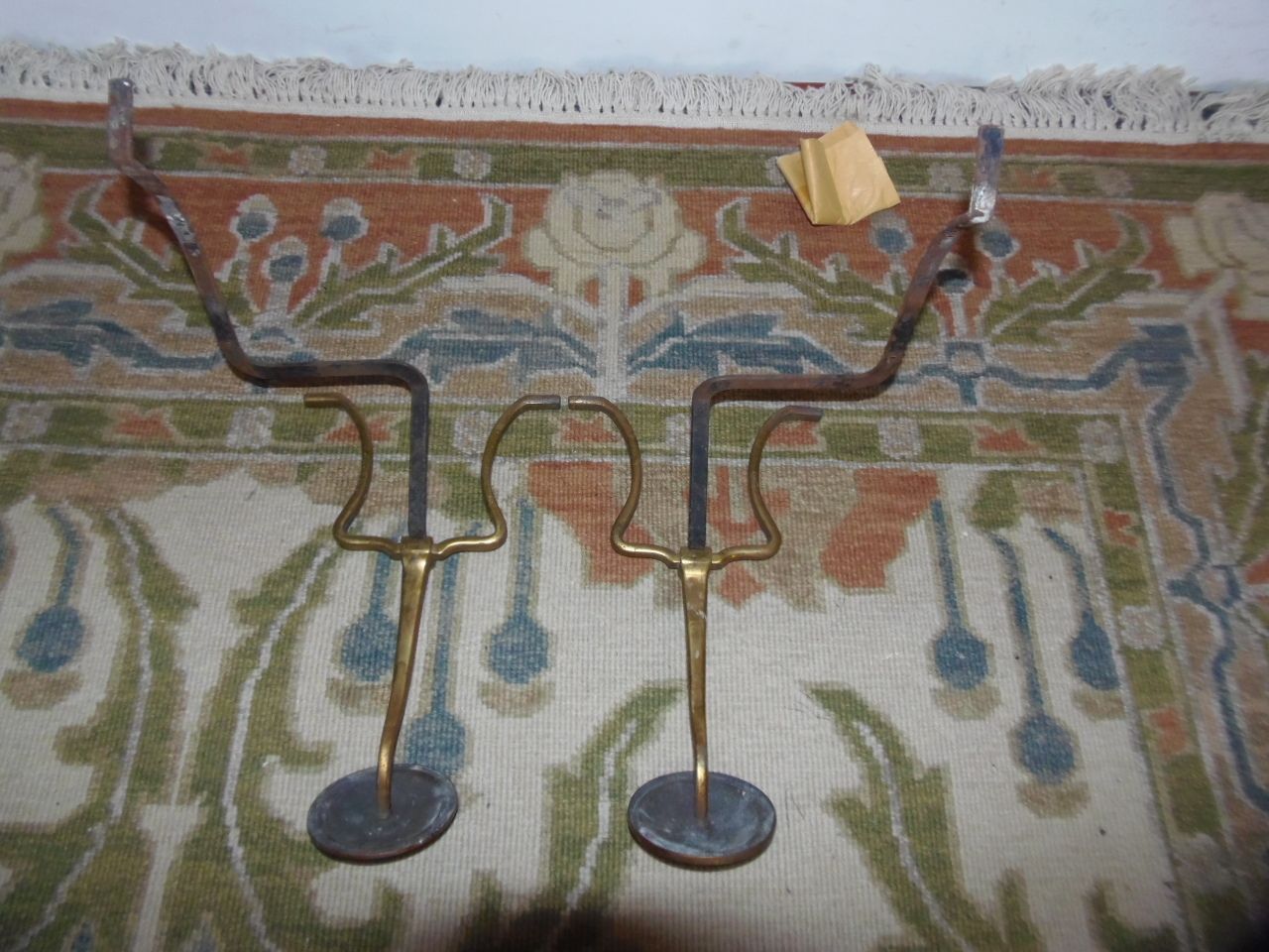 A Pair Of Arts And Crafts Brass Fire Dogs . photo vinterior