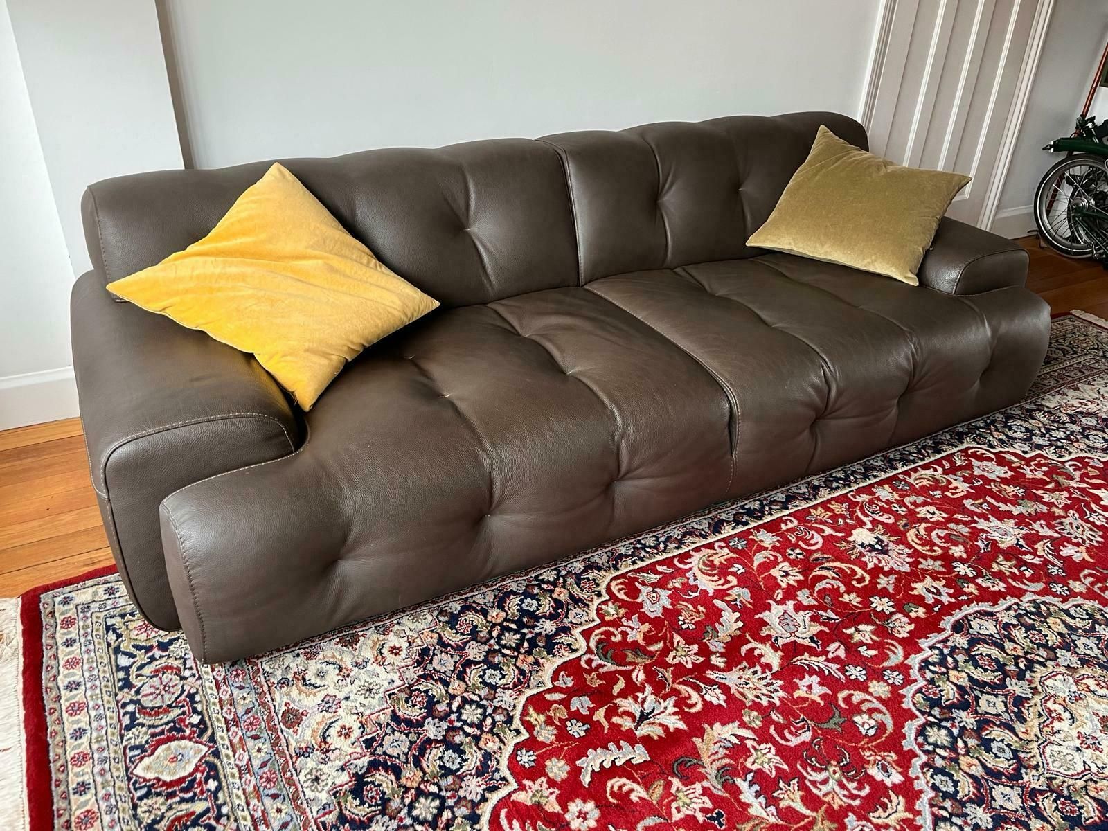 Designer Roche Bobois Blogger Large 3 Seat Sofa Leather Brown Rrp 10000 photo Furniture