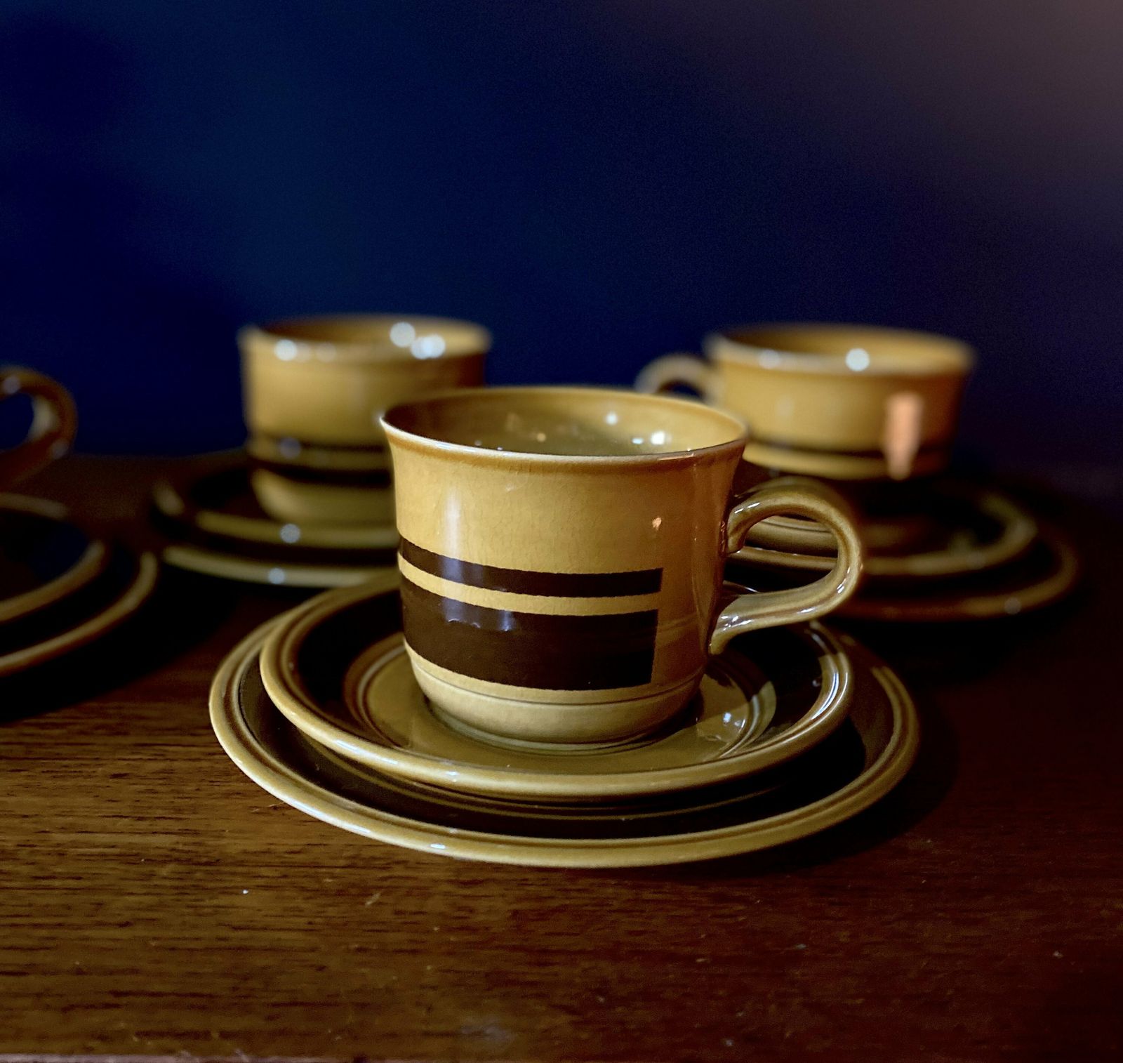 Vintage, Tan And Brown, Retro , Cups. Coffee / Tea . Set Of 2, 1960s. Housewarming Gift. Staffordshire Pottery.