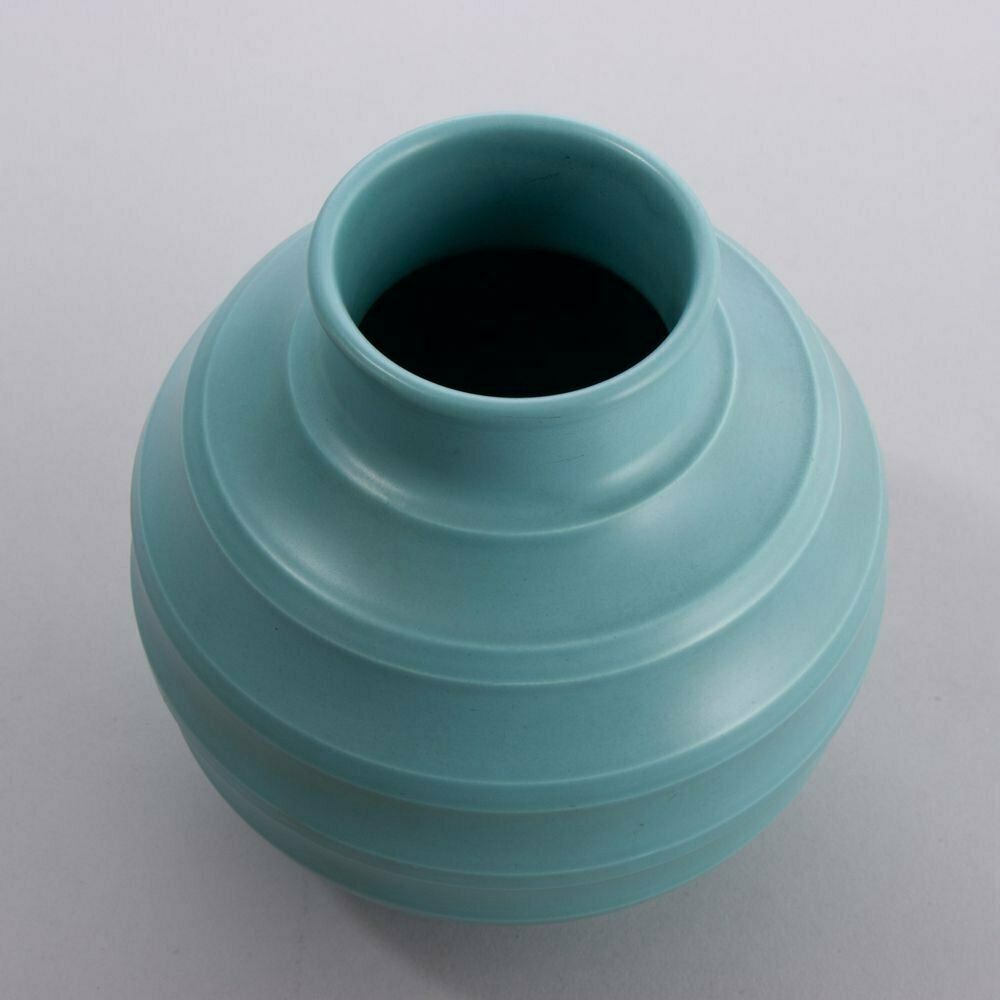 Art Deco Keith Murray For Wedgwood Matt Blue Glazed Small Bomb Vase C.1930 photo furniture