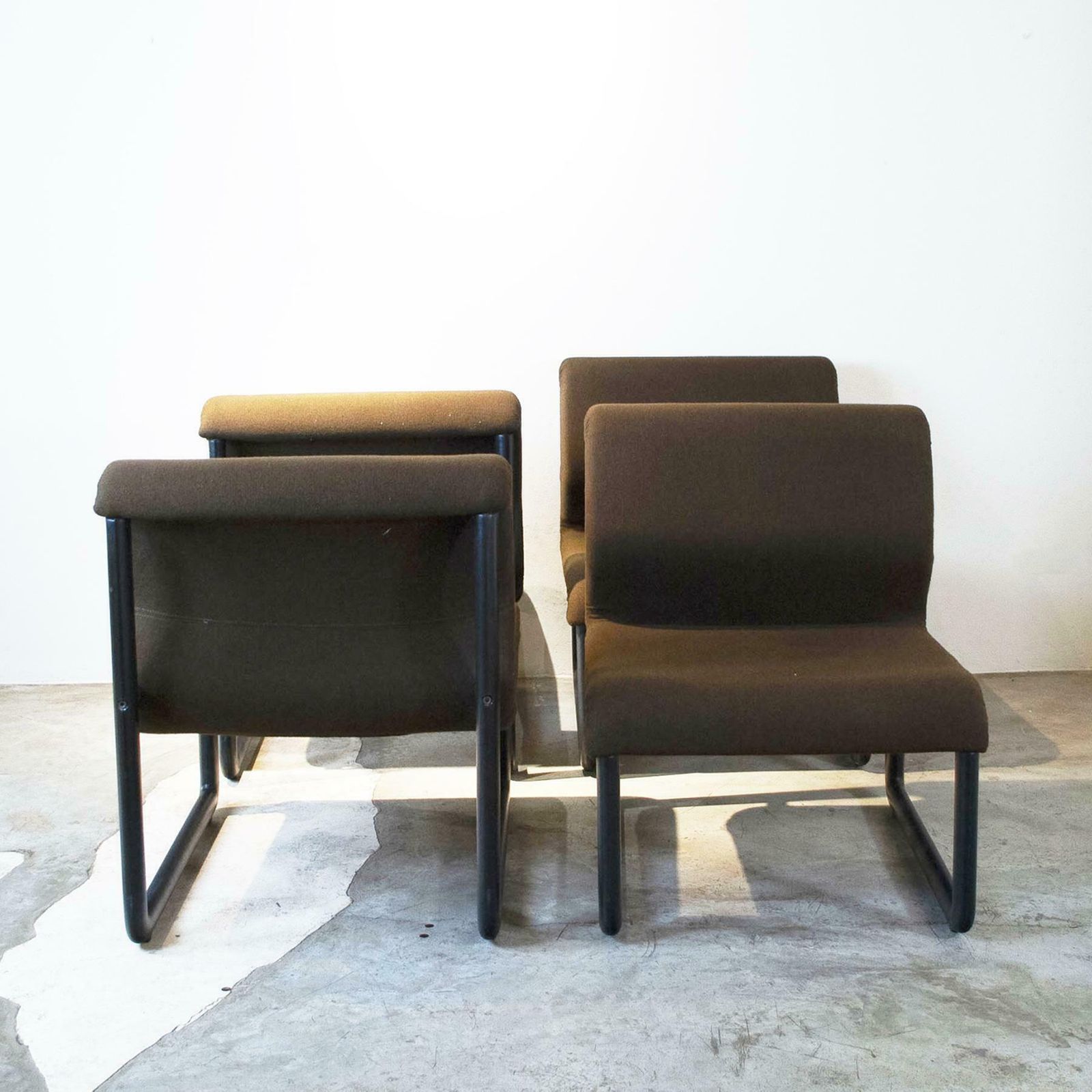 Italian Tecno Set Of Four Armchairs Form 80s photo vintage